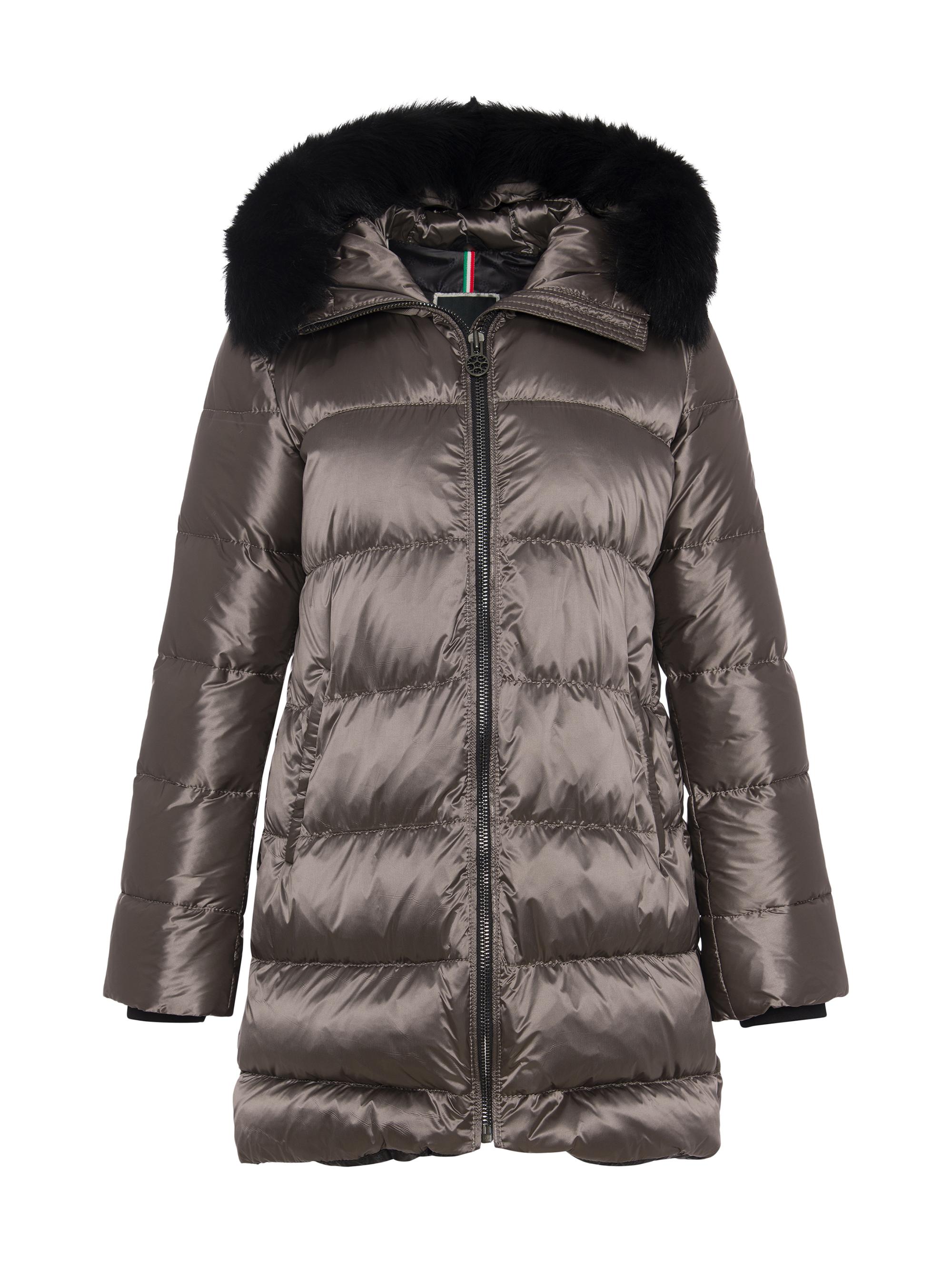 Gorski Women's Apres-Ski Jacket with Detachable Toscana Lamb Hood Trim - Griege