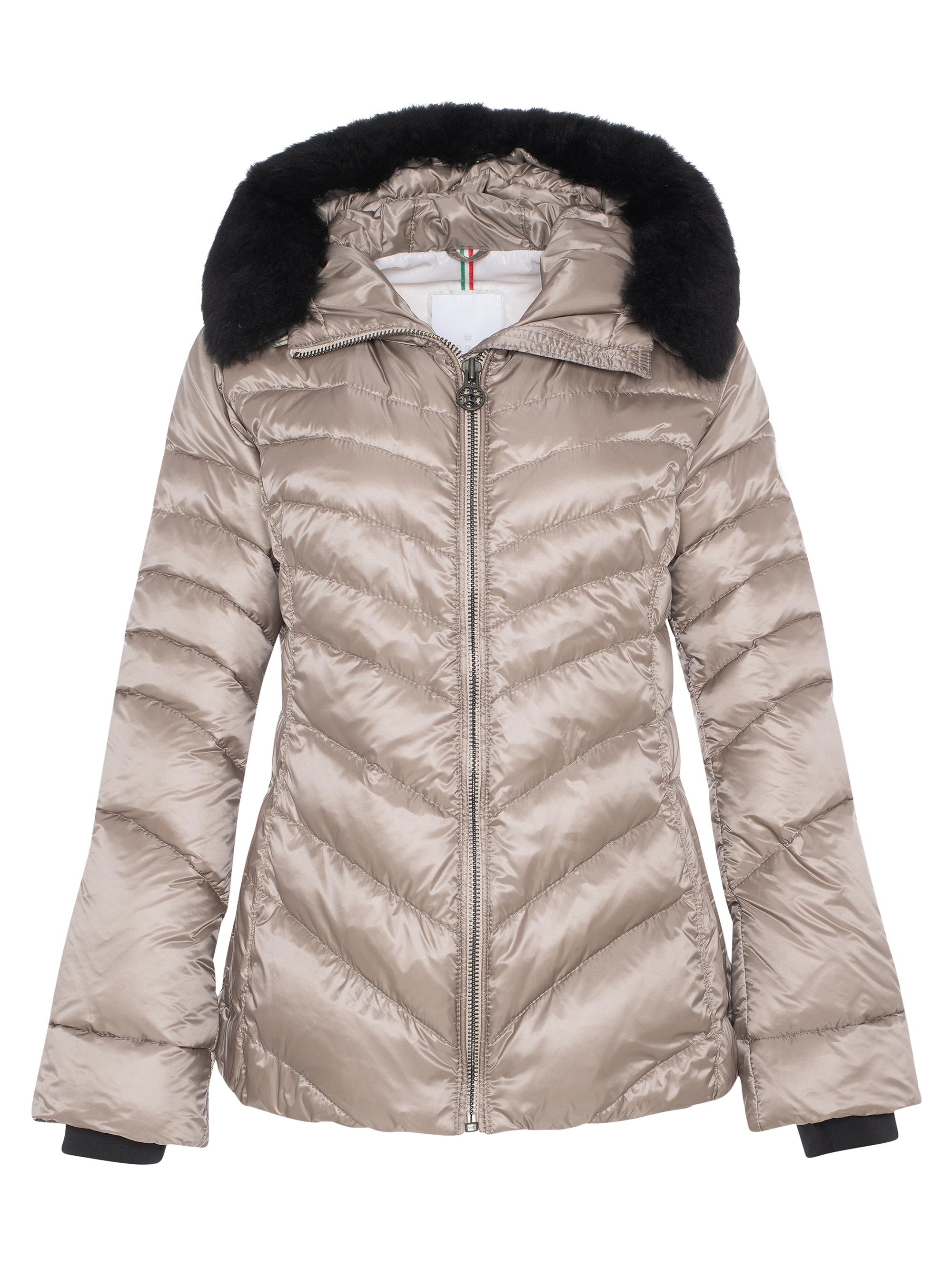Gorski Women's Apres-Ski Jacket with Detachable Toscana Lamb Hood Trim - Stone