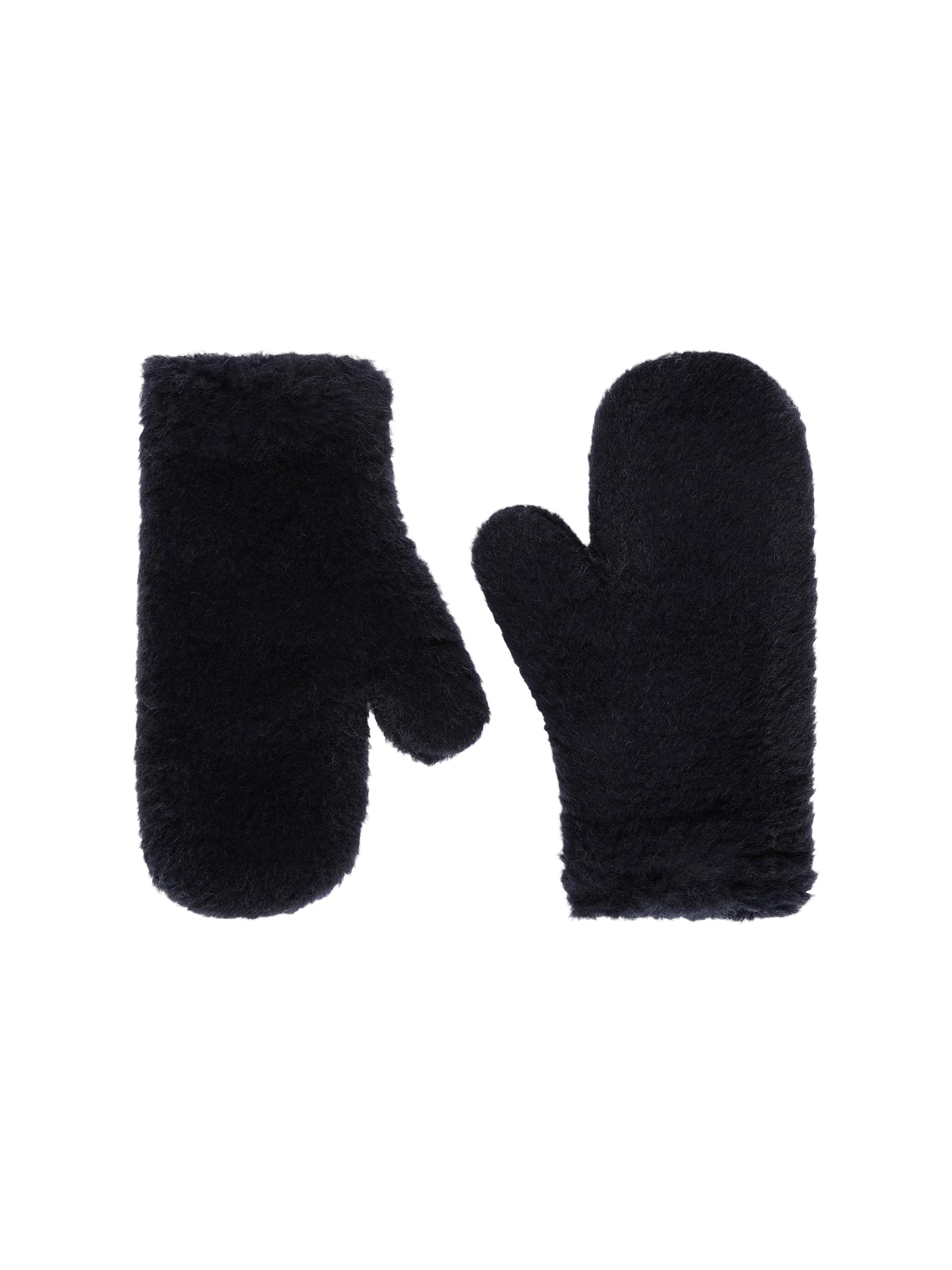 Max Mara Women's Mittens in Alpaca and Wool Teddy Fabric - Midnightblue