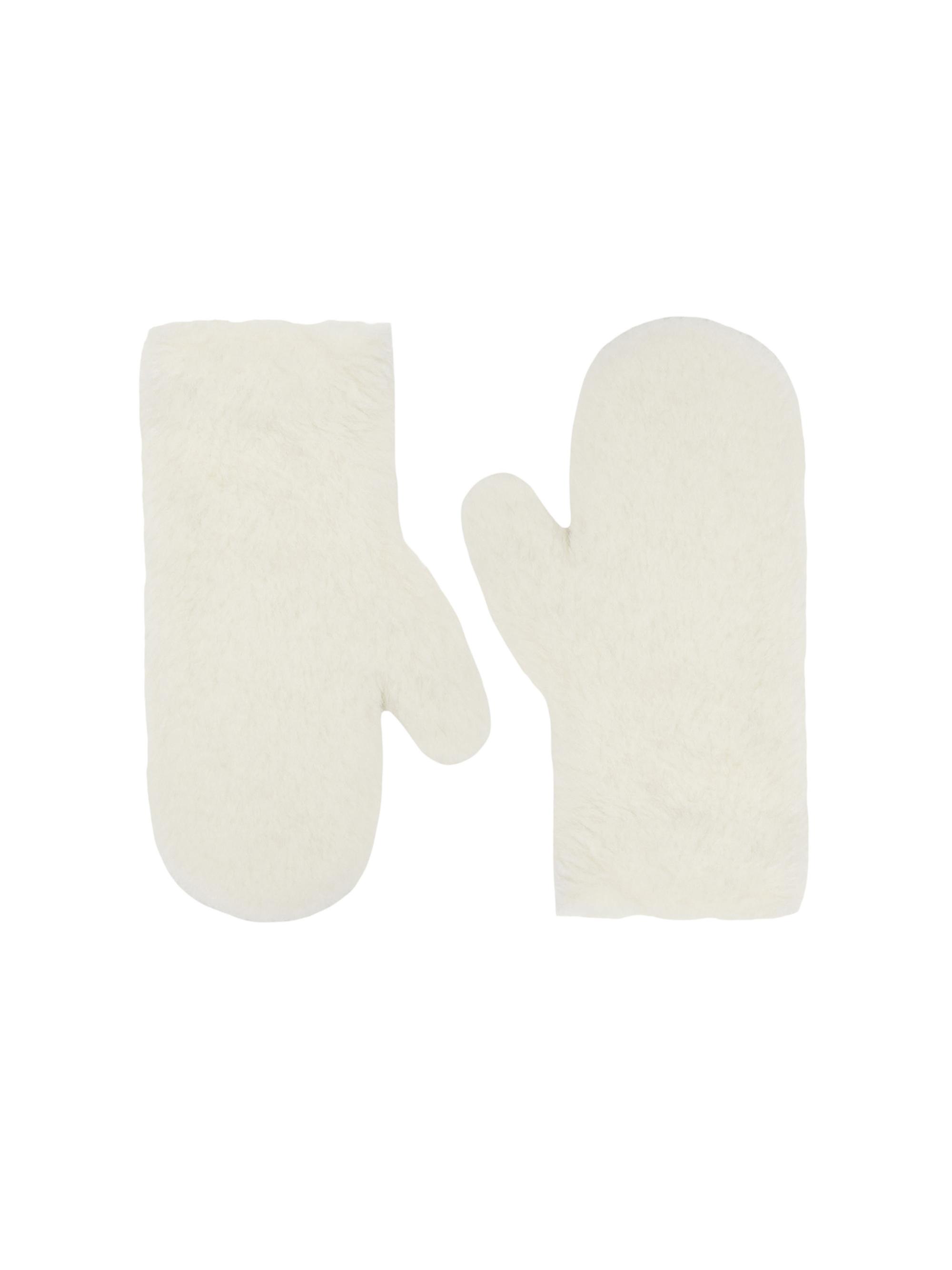 Max Mara Women's Mittens in Alpaca and Wool Teddy Fabric - Optical White