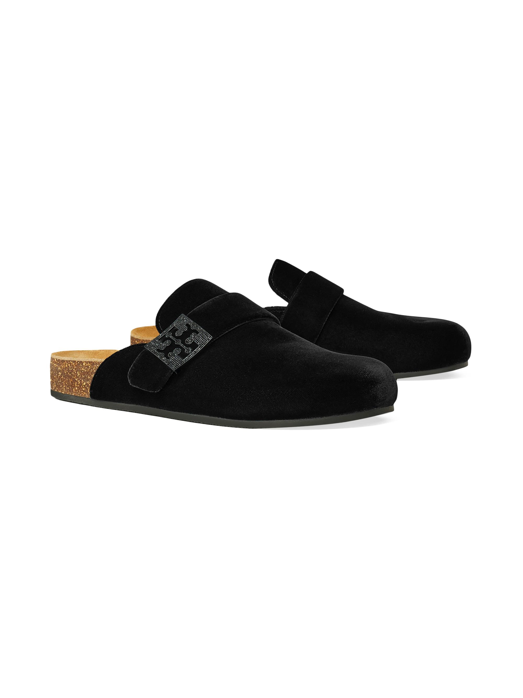 Tory Burch Mellow Pavé-Embellished Logo Velvet Mules | Saks Fifth