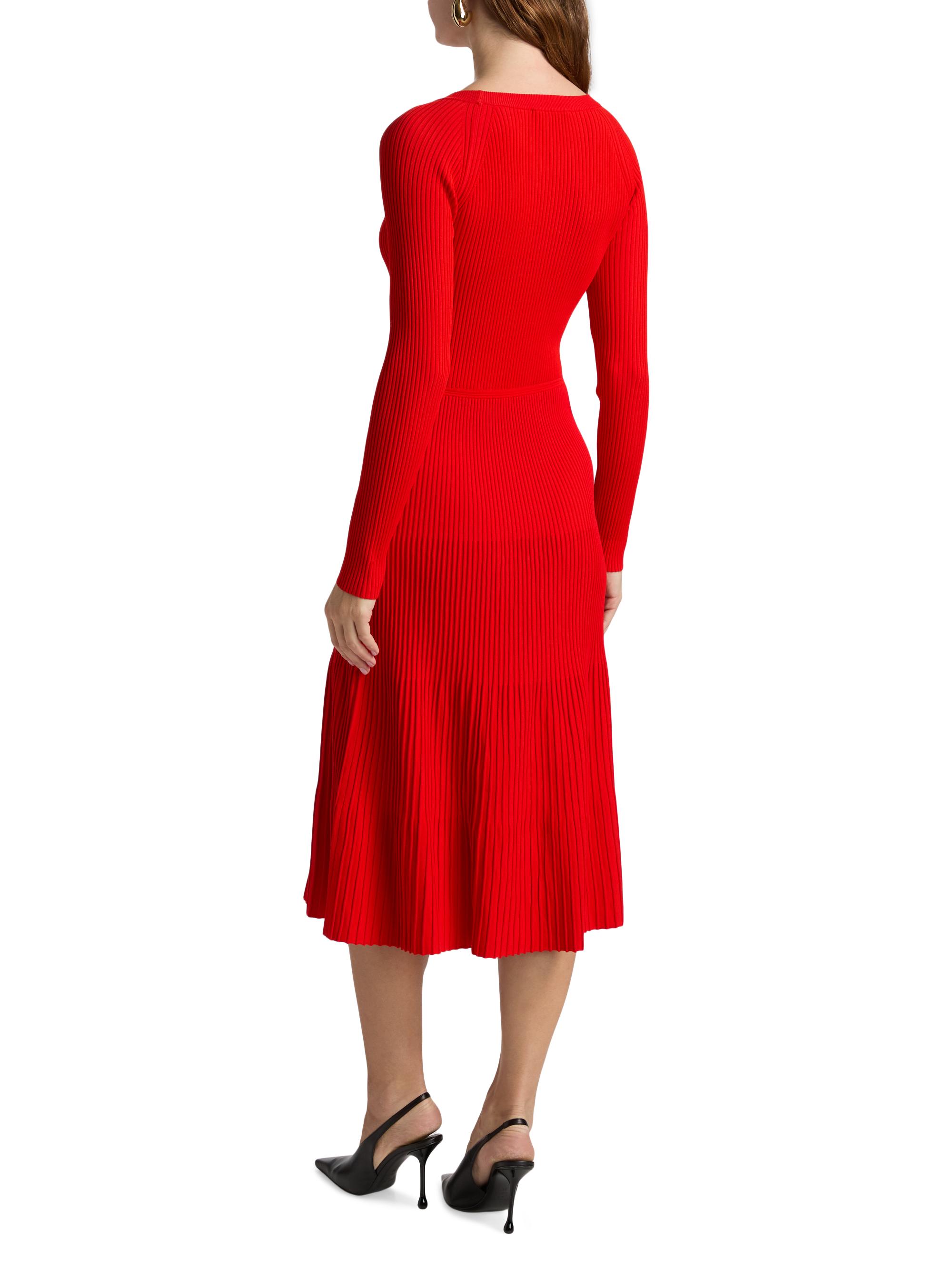 Elie Tahari Women's The Delaney Ribbed Midi-Dress - Red Bliss | Thumbnail 5
