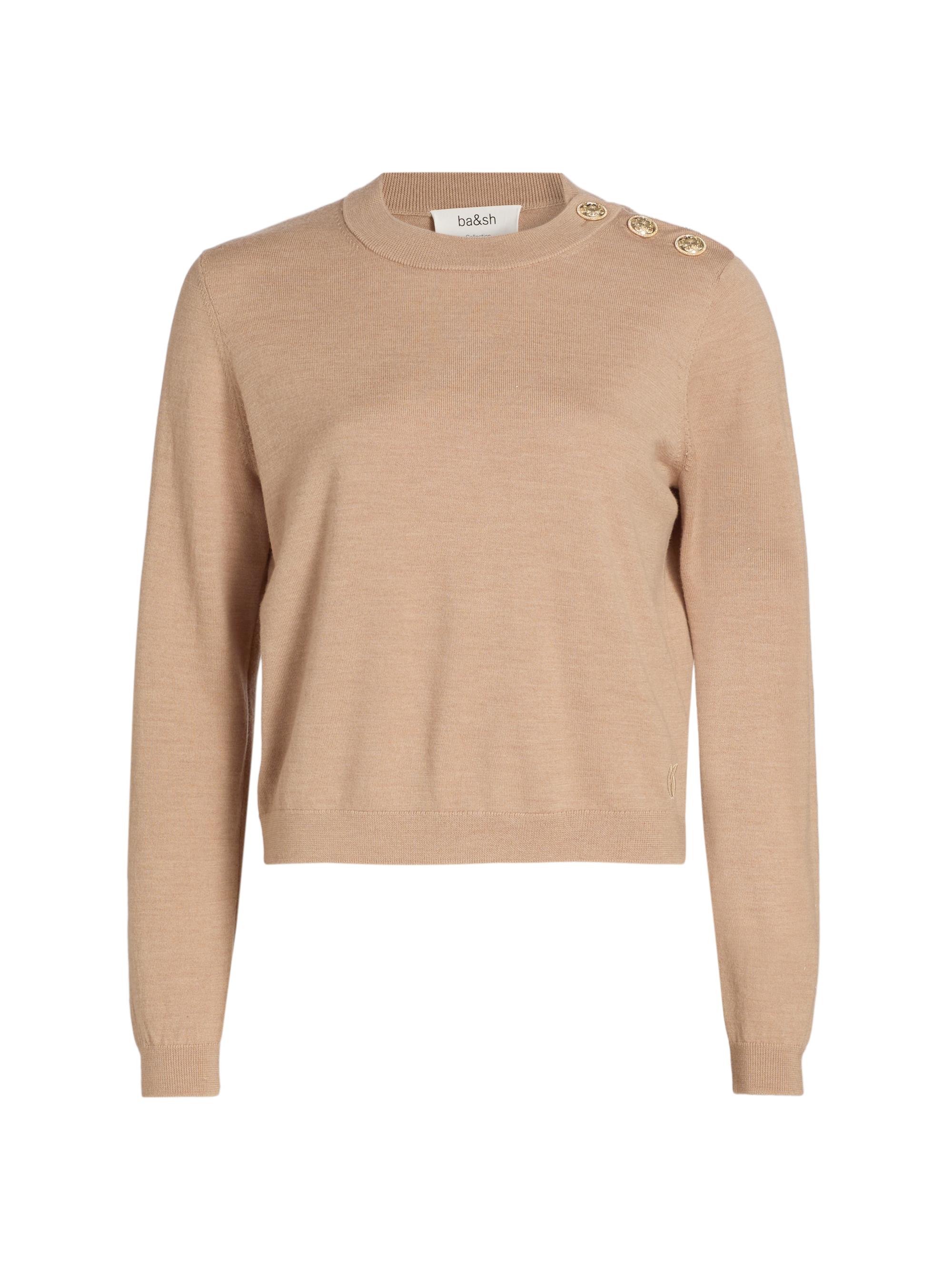 ba & sh Women's Byleil Wool Button-Shoulder Sweater - Beige