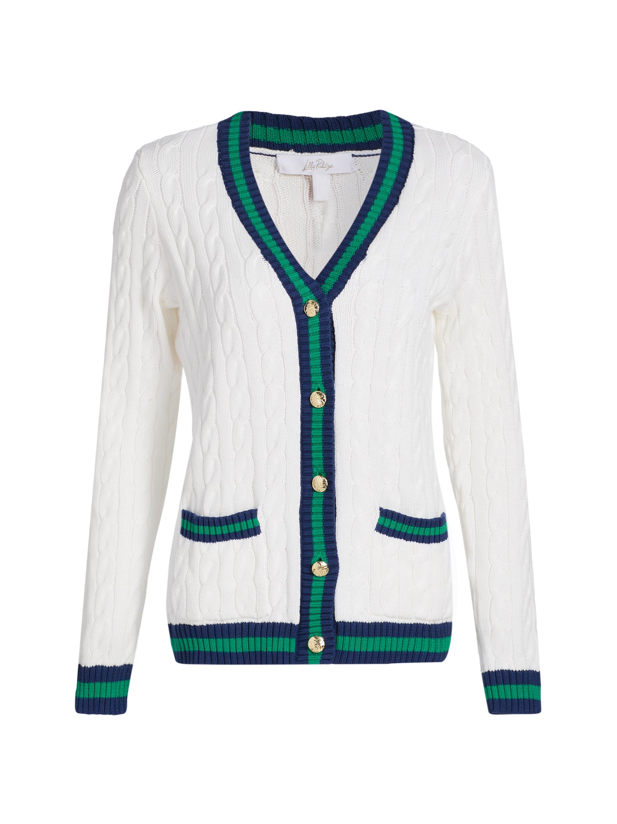 Lilly Pulitzer Women's Brockton Cable-Knit Cardigan - Coconut Fiddle Leaf