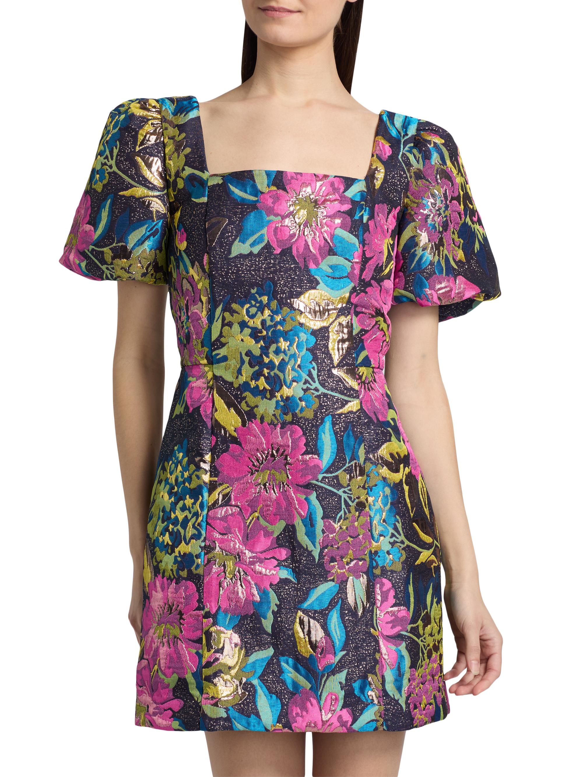 BOOKER SKIRTED ROMPER, MULTI CANOPY BLOOMS FLORAL JACQUARD