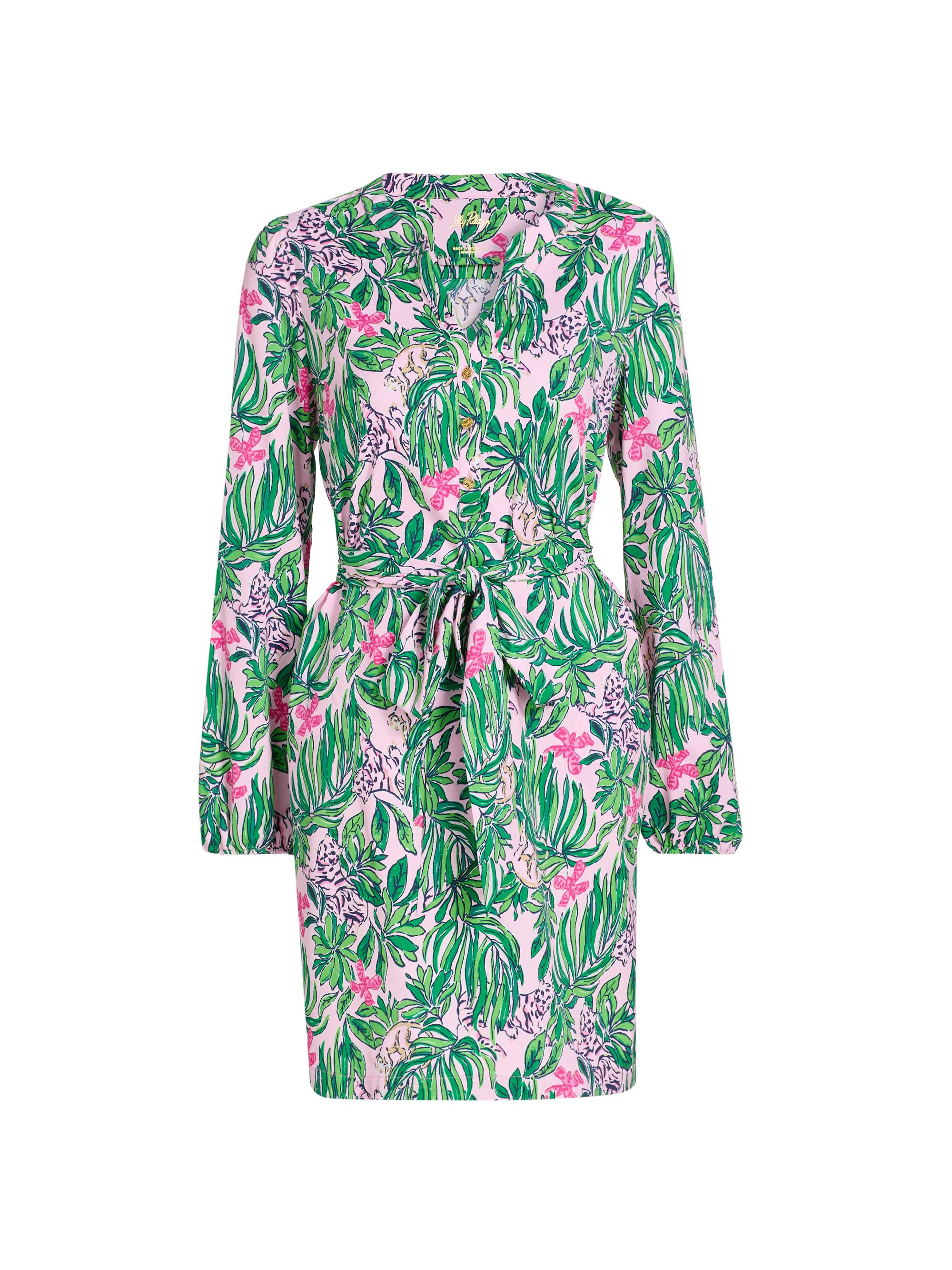 Lilly Pulitzer Women's Ensley Floral Tie-Waist Shirtdress - Conch Shell Pink