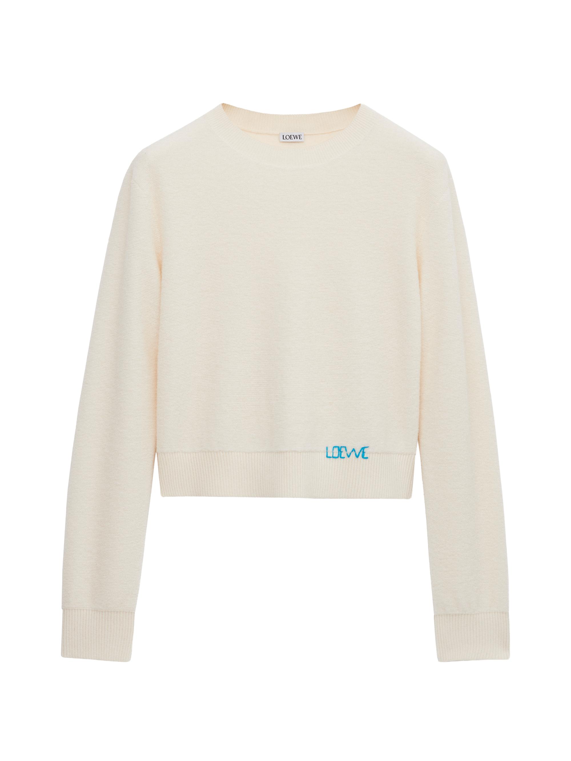 LOEWE Women's Stitch Logo Wool Sweater - Ecru