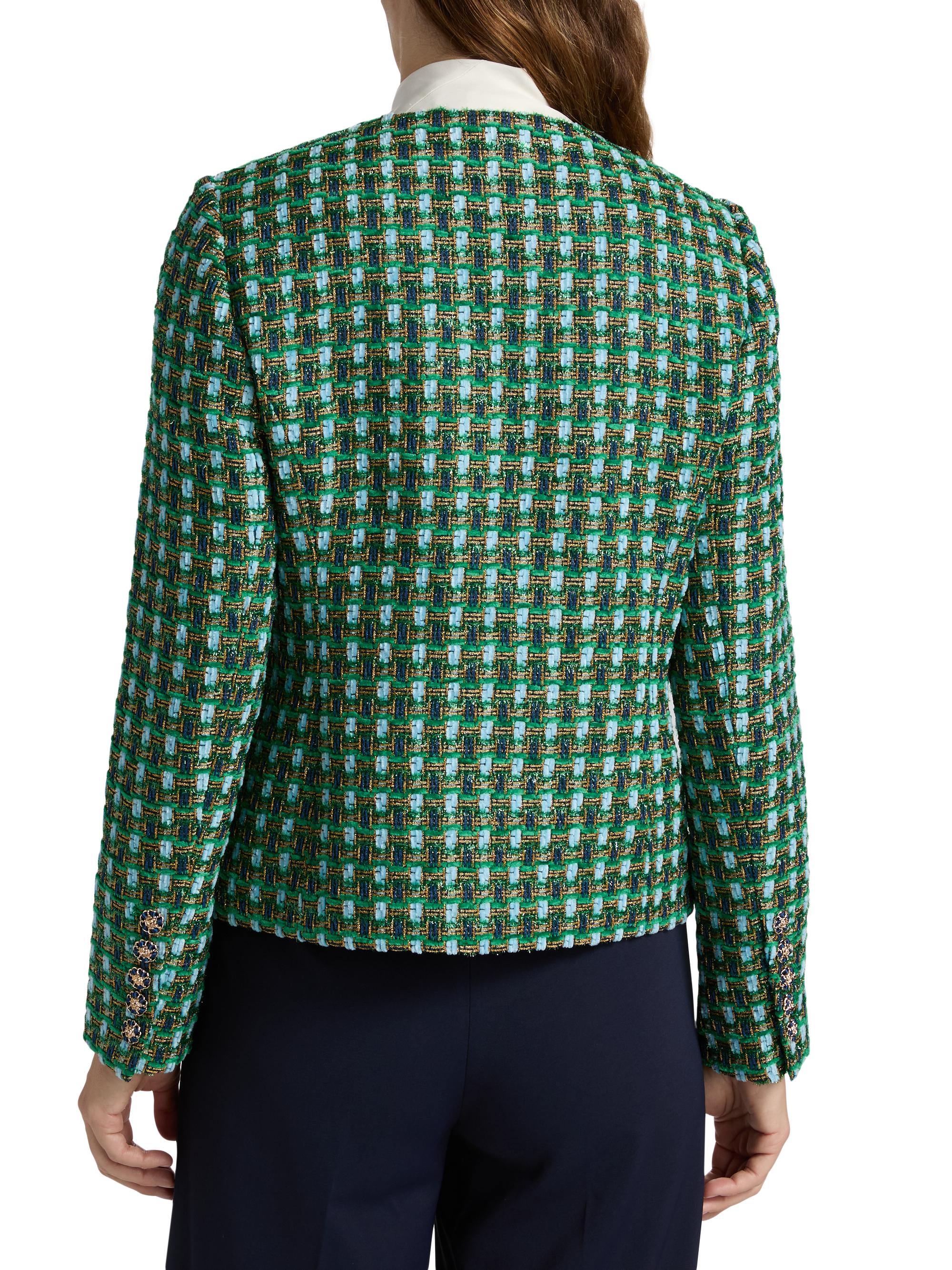 Elie Tahari Women's The Eleni Metallic Double-Breasted Jacket - Parrot Green Tweed | Thumbnail 5