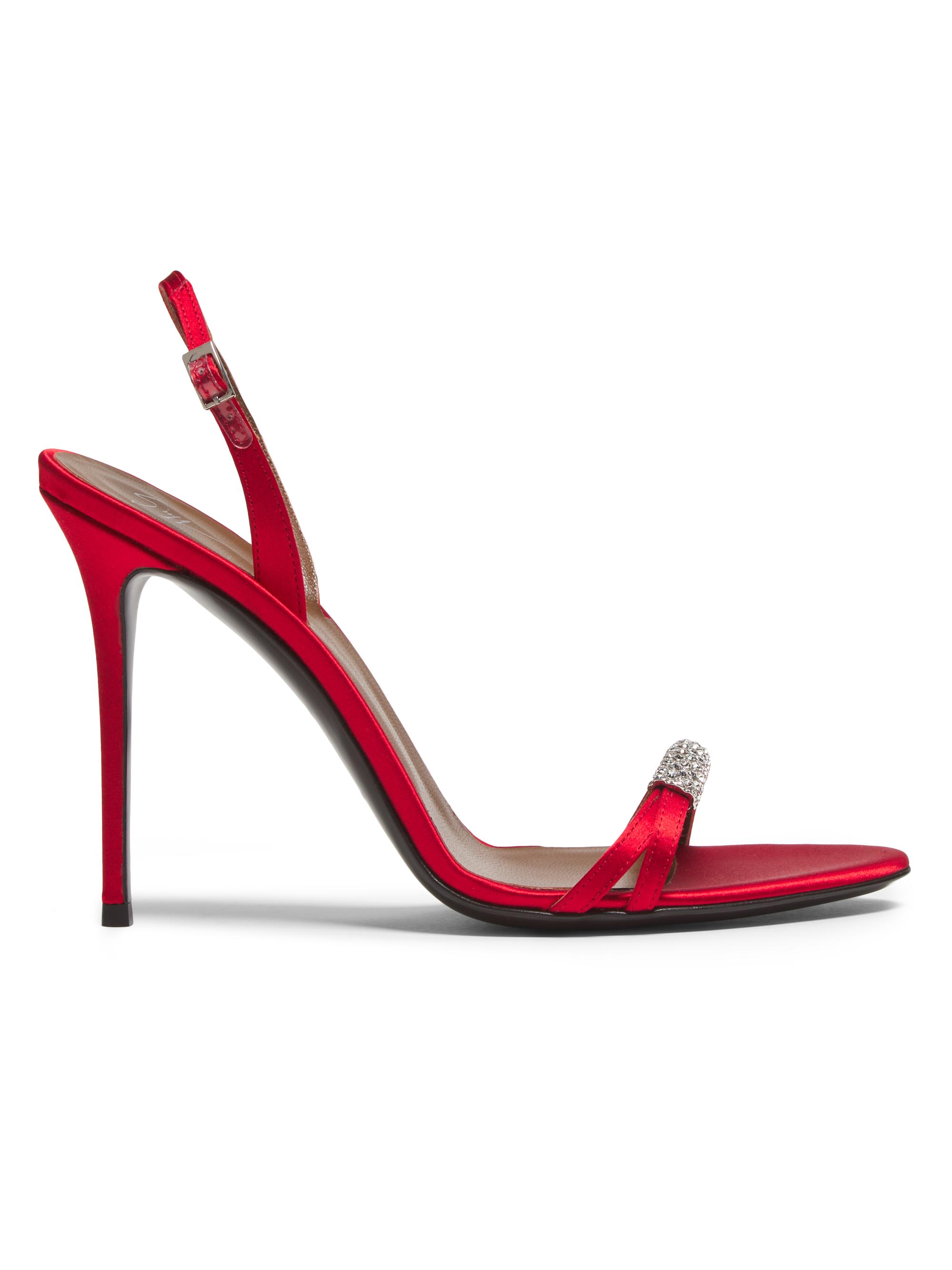 Giuseppe Zanotti Women's Raso Hot 110MM Swarovski Crystal and Silk Sandals - Red