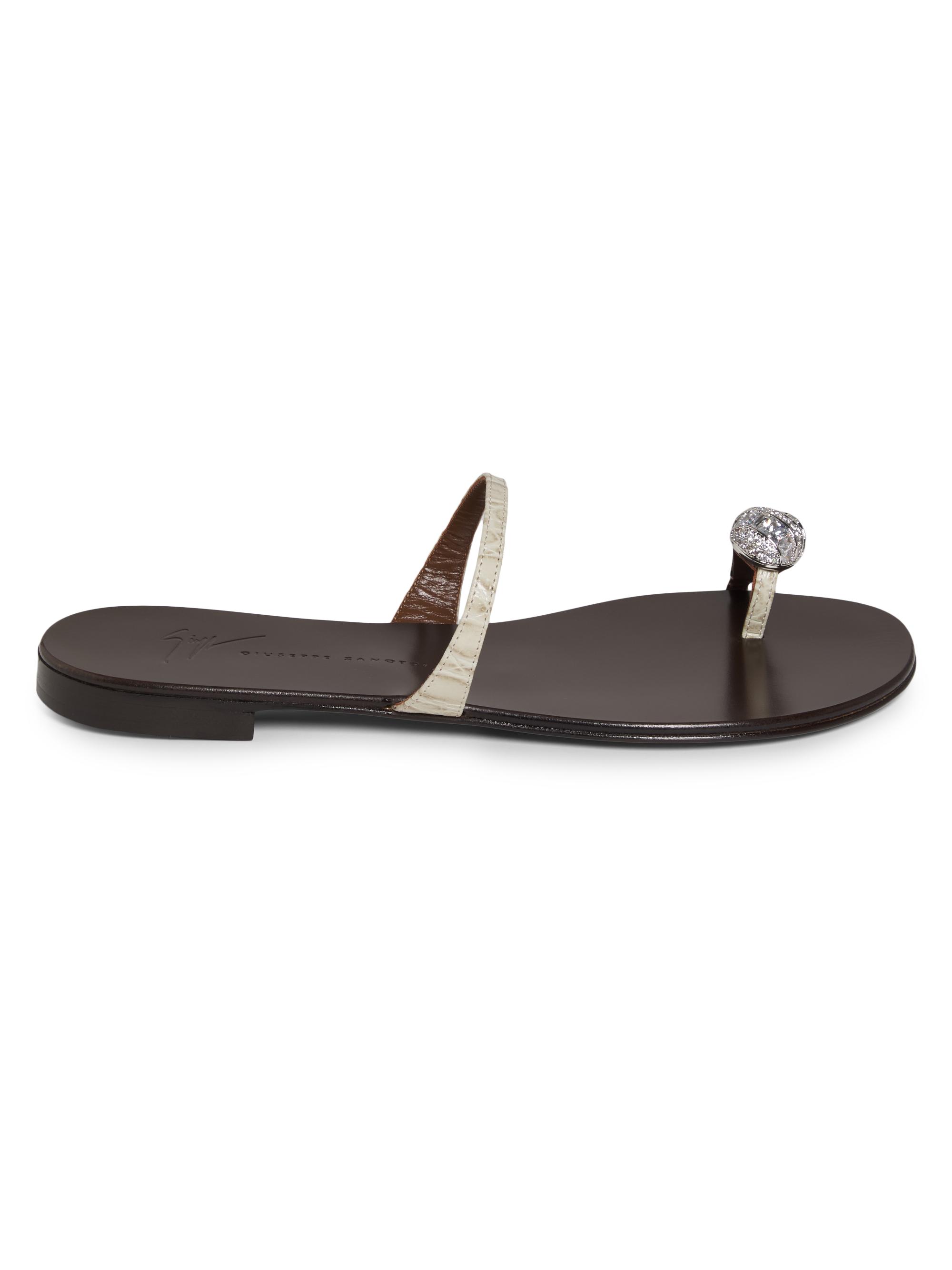 Giuseppe Zanotti Women's Swarovski-Crystal Leather Flat Sandals -