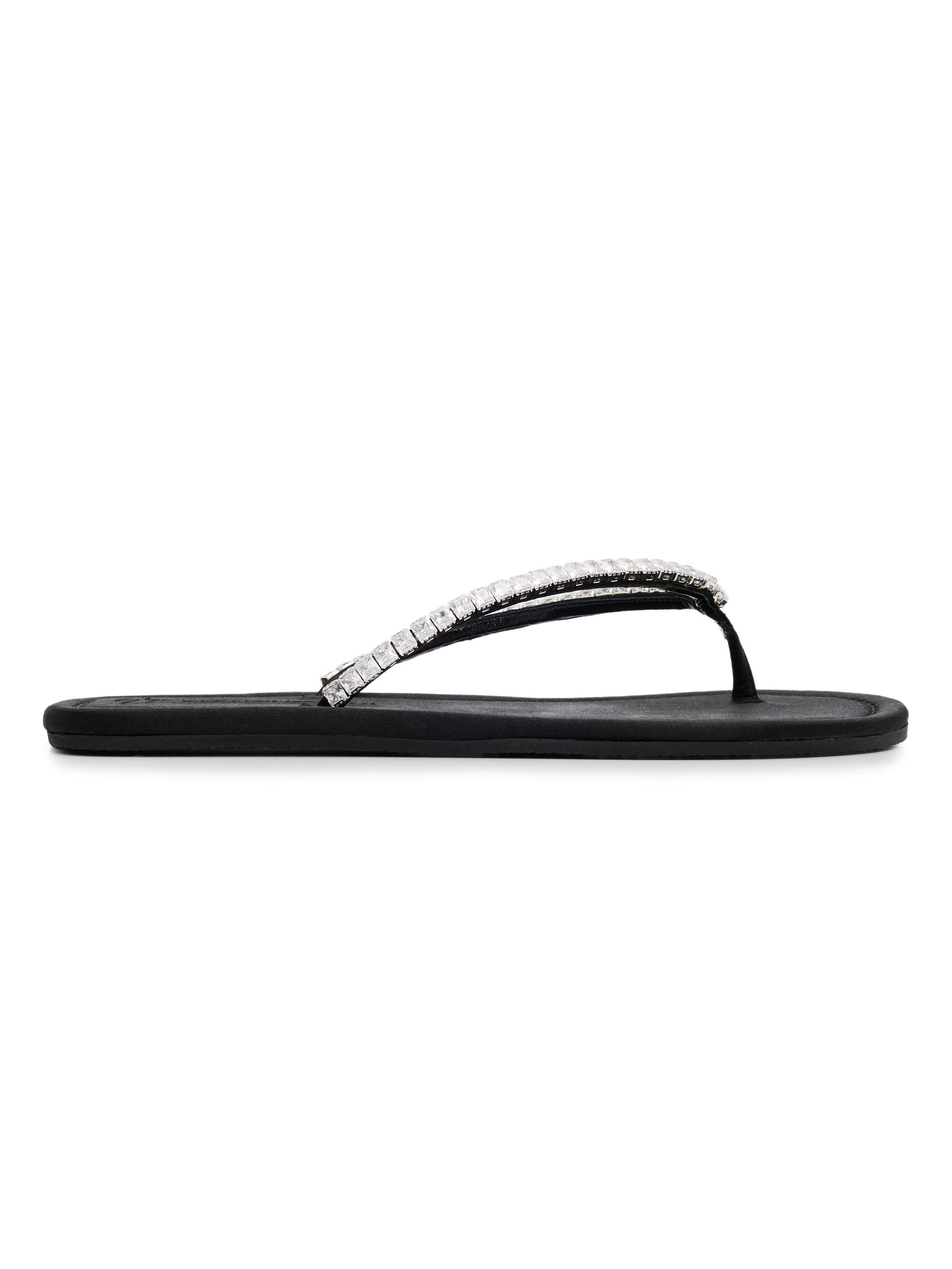 Giuseppe Zanotti Women's Raso Nero Crystal-Embellished Silk Flat Sandals - Black