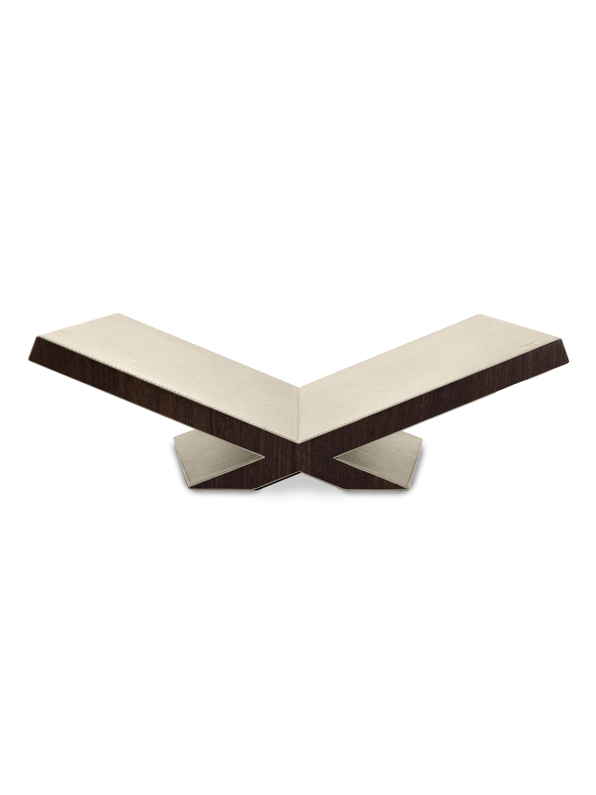 Assouline Ultimate Culture Walnut Wood & Leather Bookstand - Stone