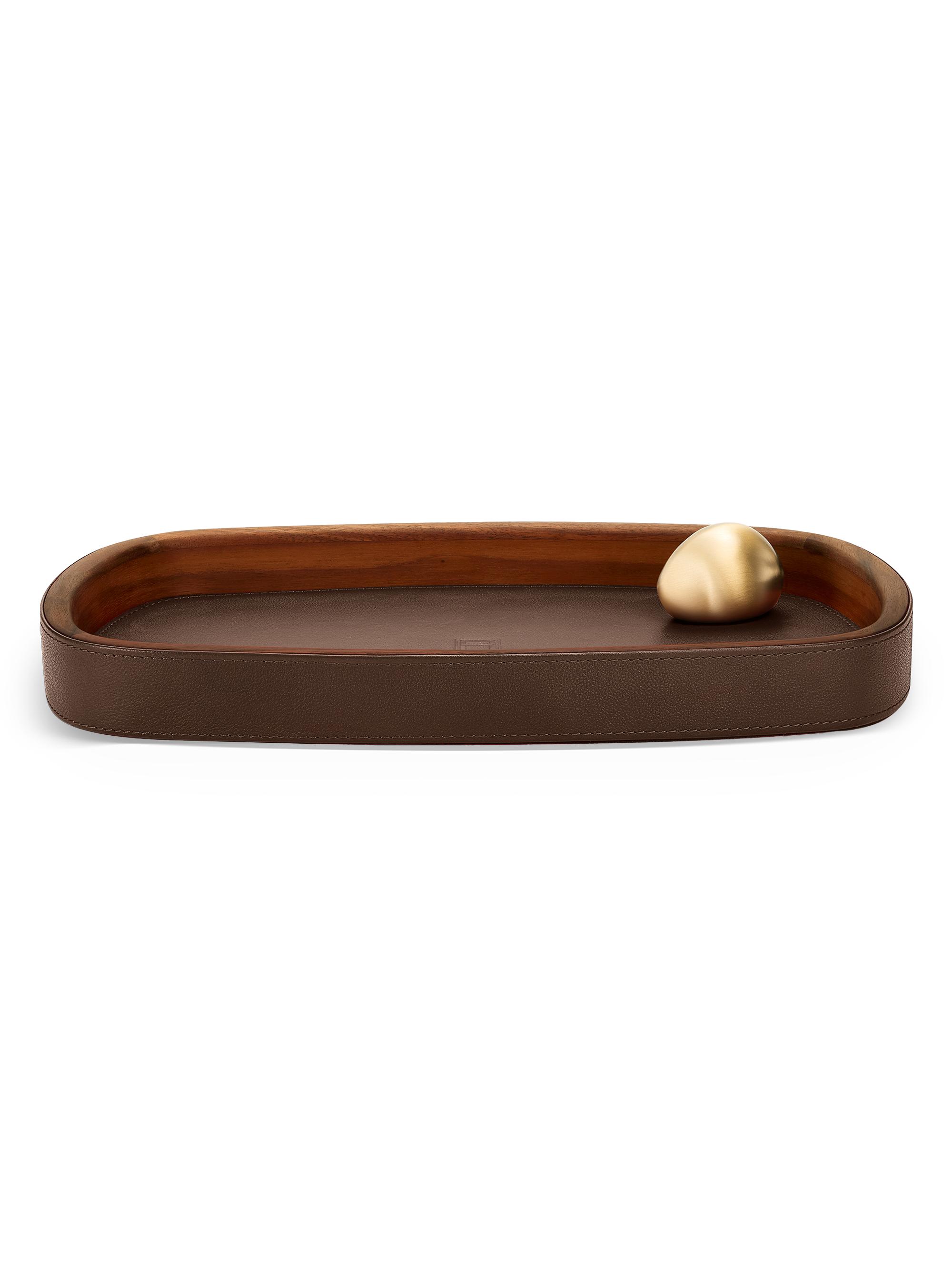 Assouline Pebble Leather Accessory Tray - Brown