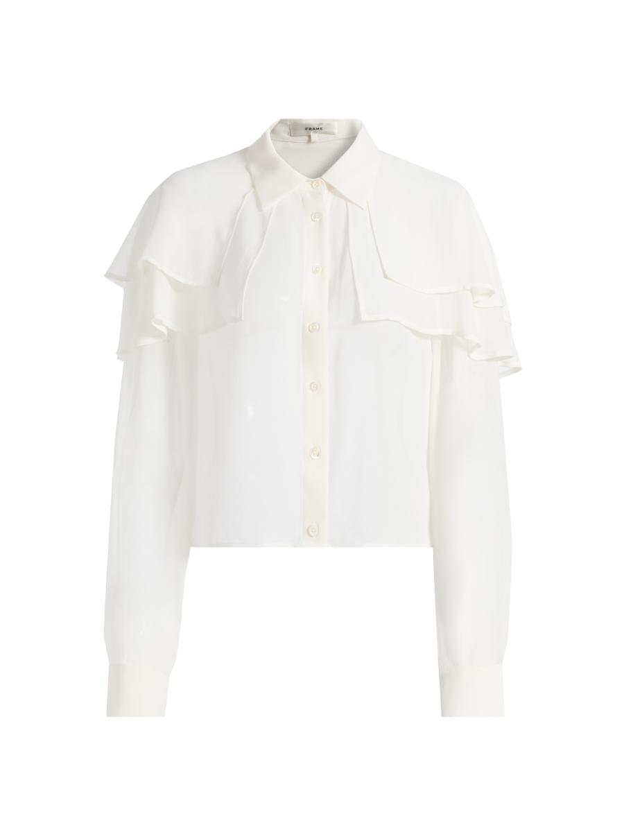 Frame Women's Cape Silk Blouse In White