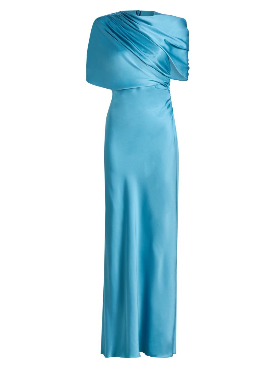 Stella McCartney Draped Satin Cape-Sleeve Gown | Saks Fifth Avenue