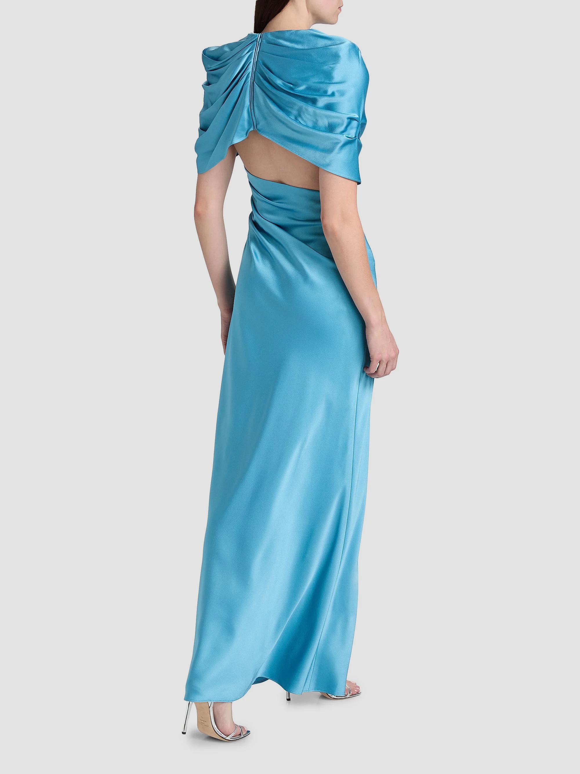 Stella McCartney Draped Satin Cape-Sleeve Gown | Saks Fifth Avenue