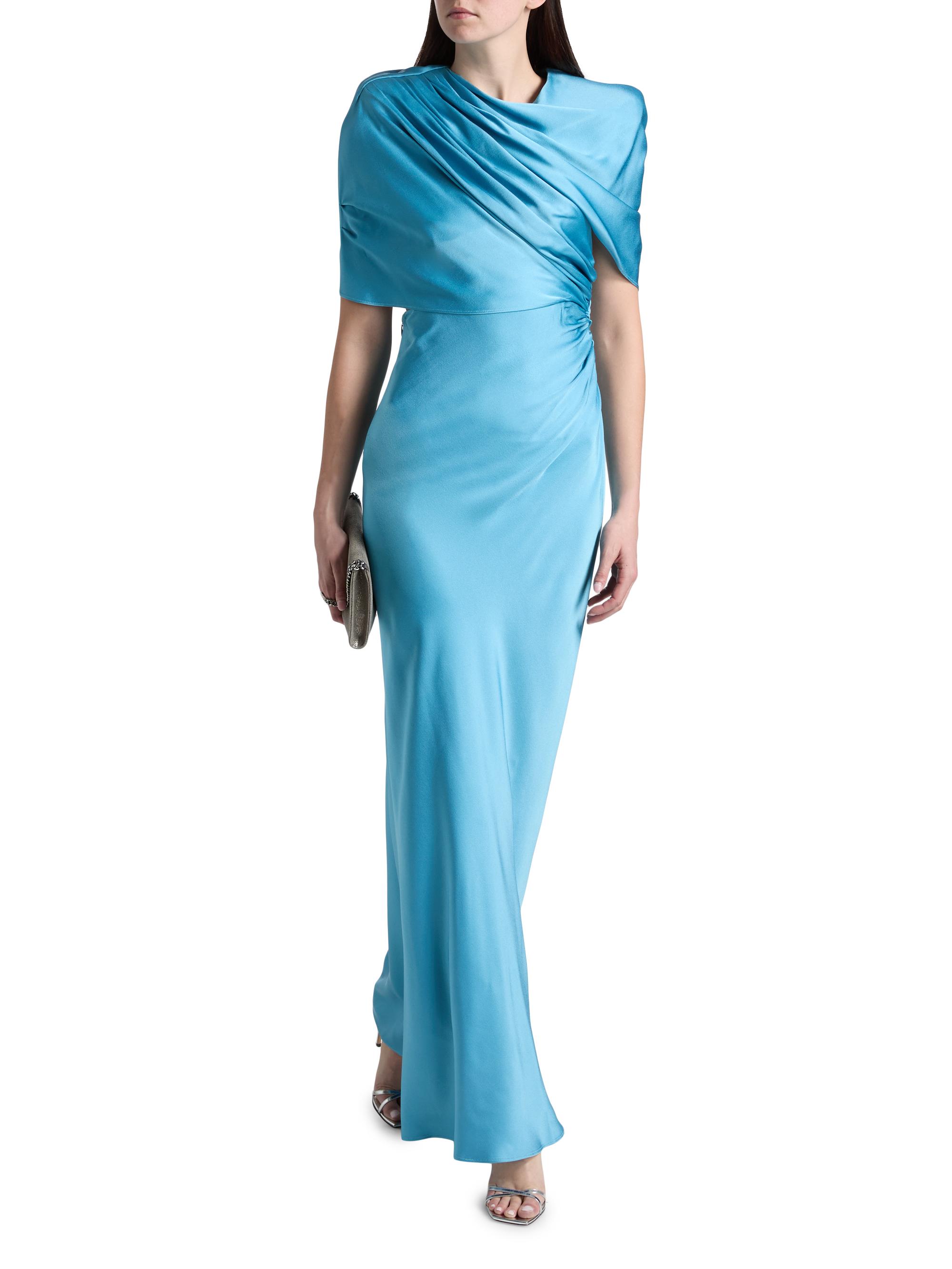 Stella McCartney Draped Satin Cape-Sleeve Gown | Saks Fifth Avenue