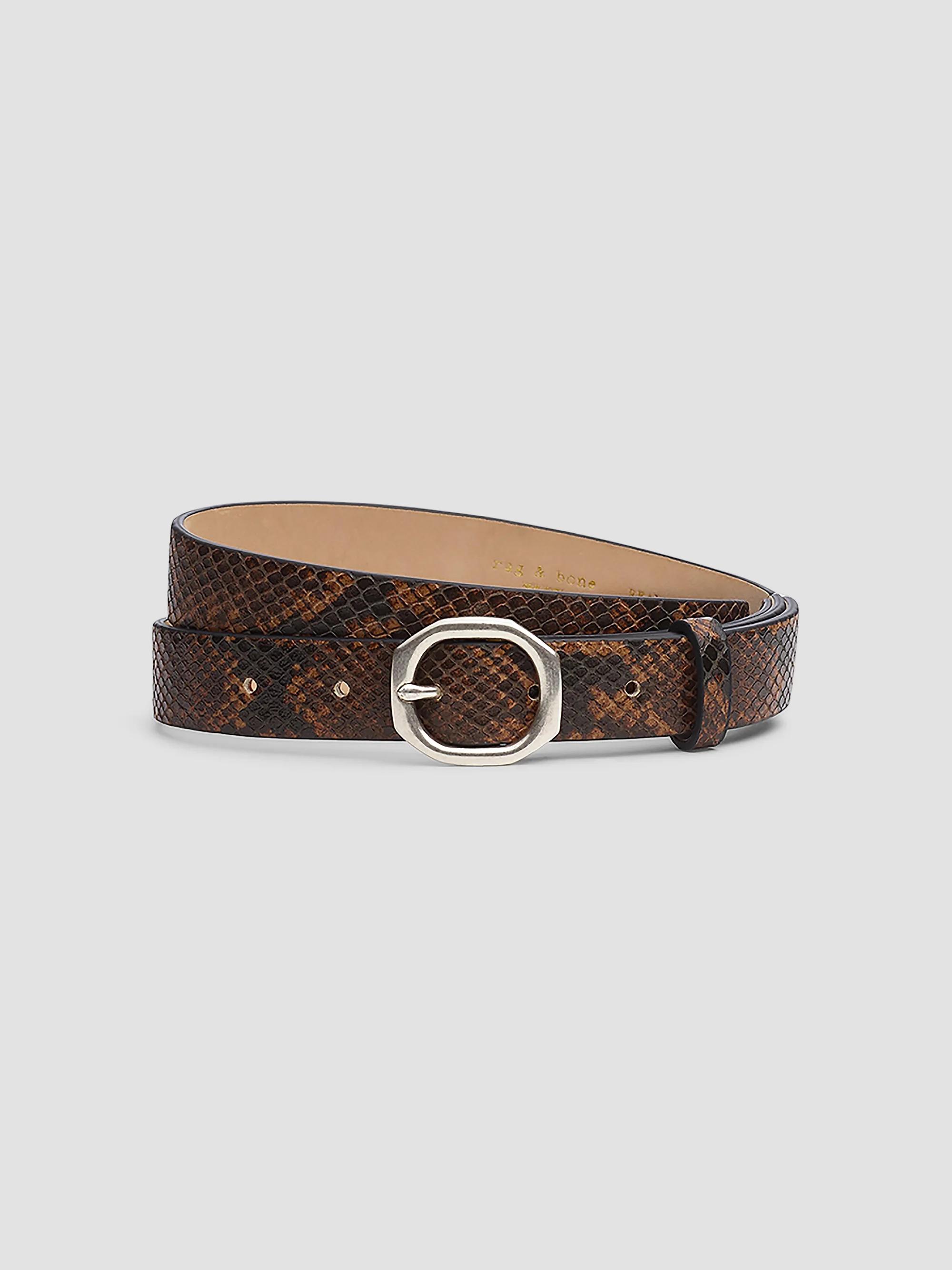 rag & bone leather belt Dark Chocolate Brown X Boyfriend w/silver Buckle Sz M Buy Thin Dark Brown Belt With Silver Buckle Rectangle Real  main image 4