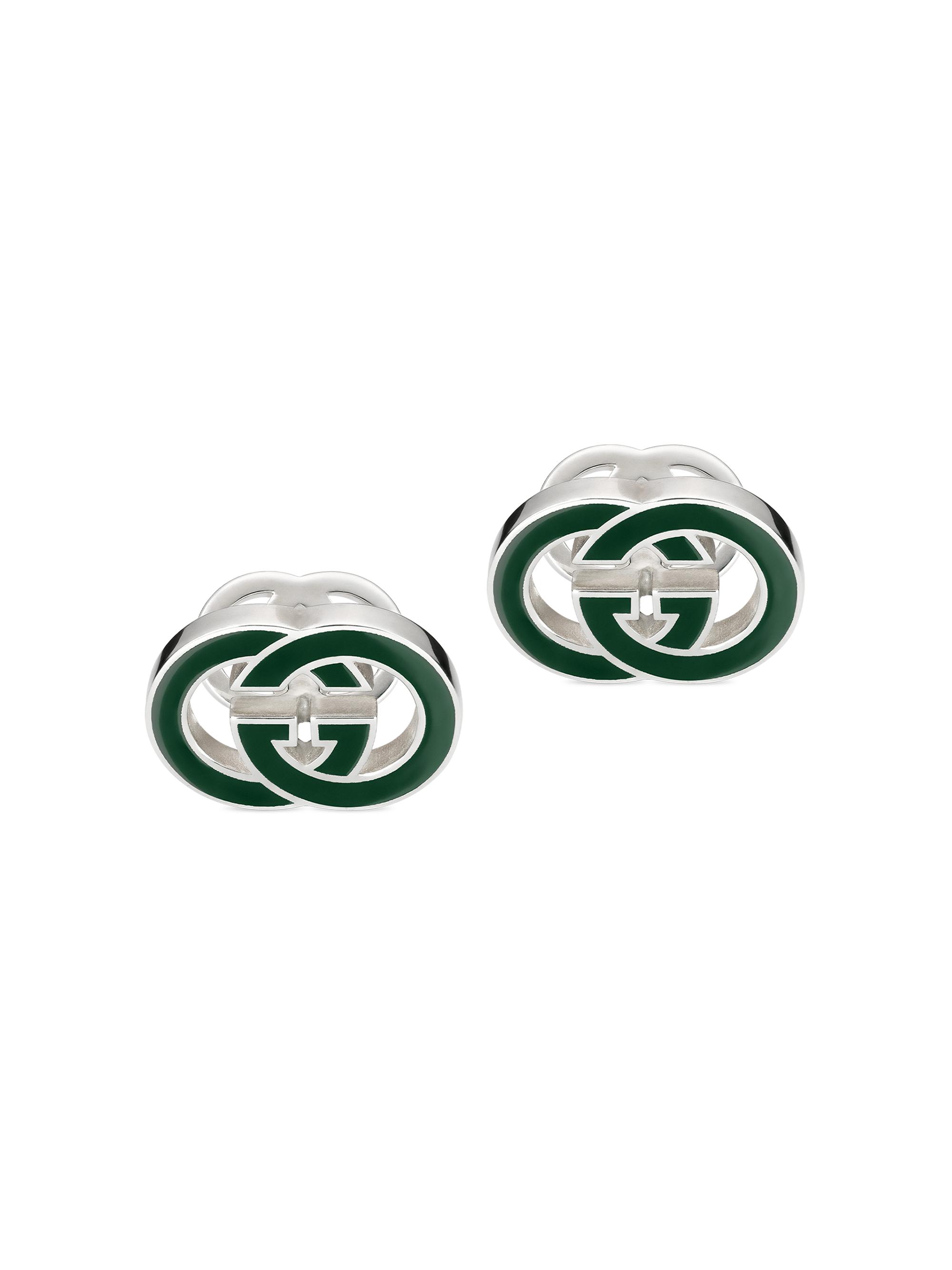 Gucci Men's Interlocking G Sterling Silver Cufflinks - Green