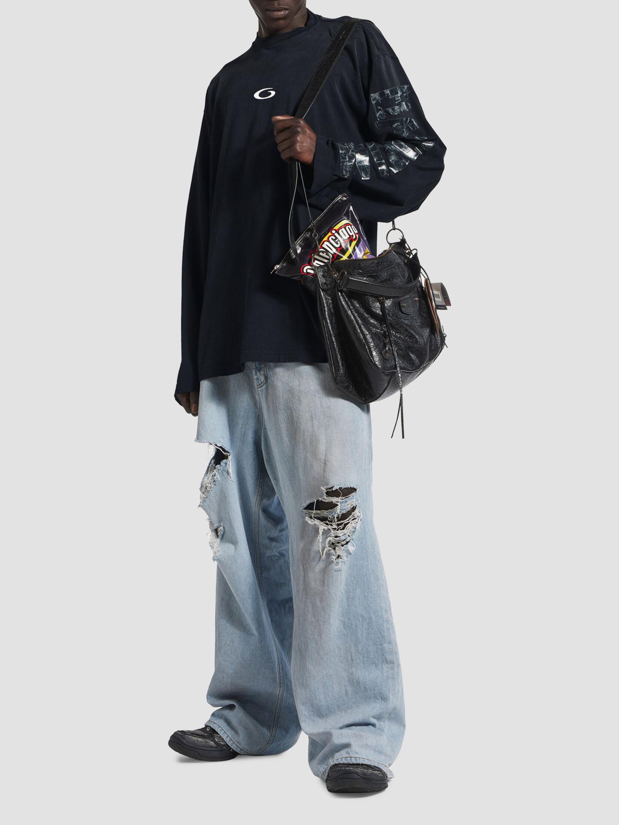 Balenciaga Transparent Tape Shifted Oversized Long Sleeve T-Shirt