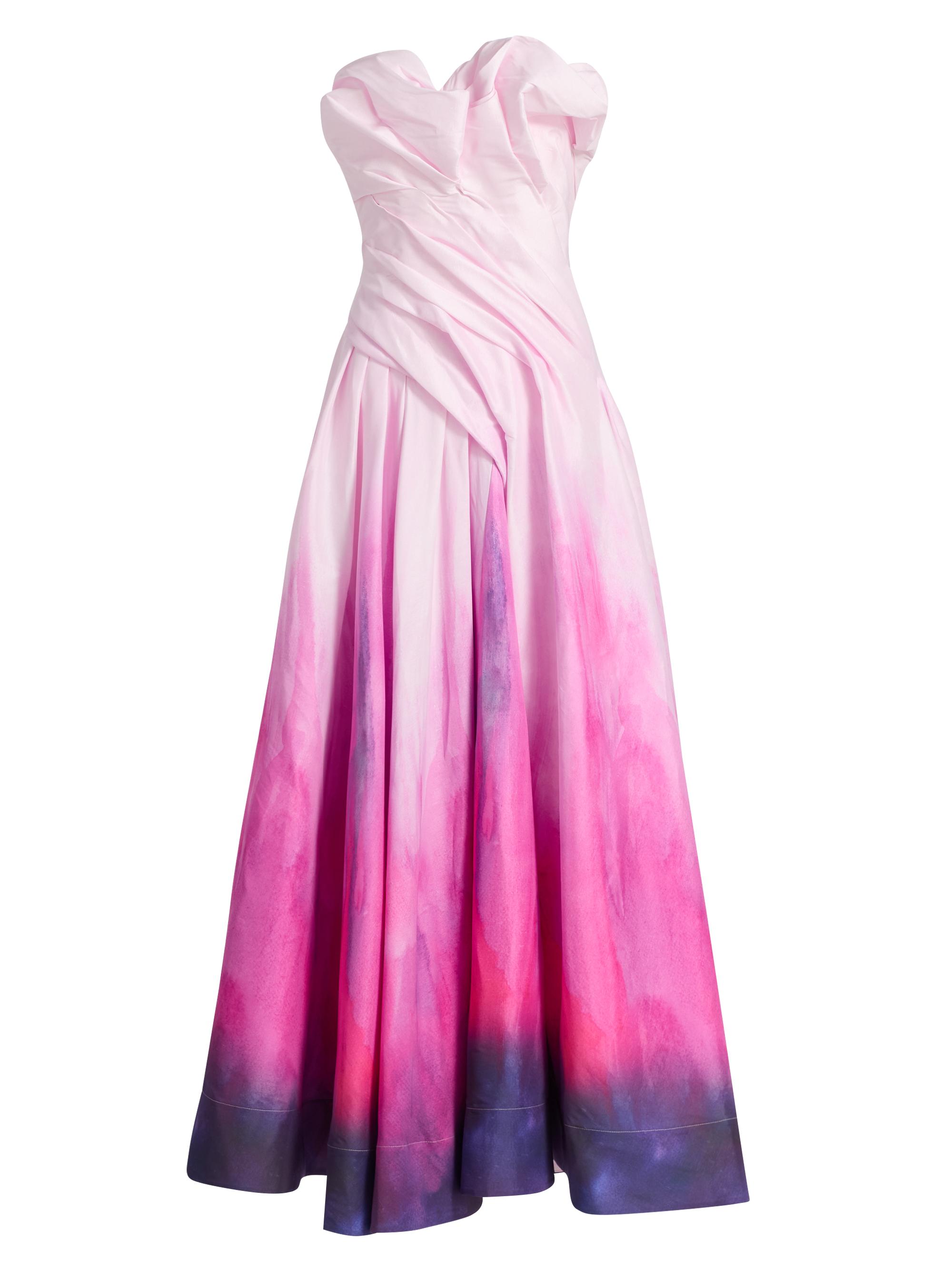 Greenholm Dip-Dye Strapless Cocktail Dress