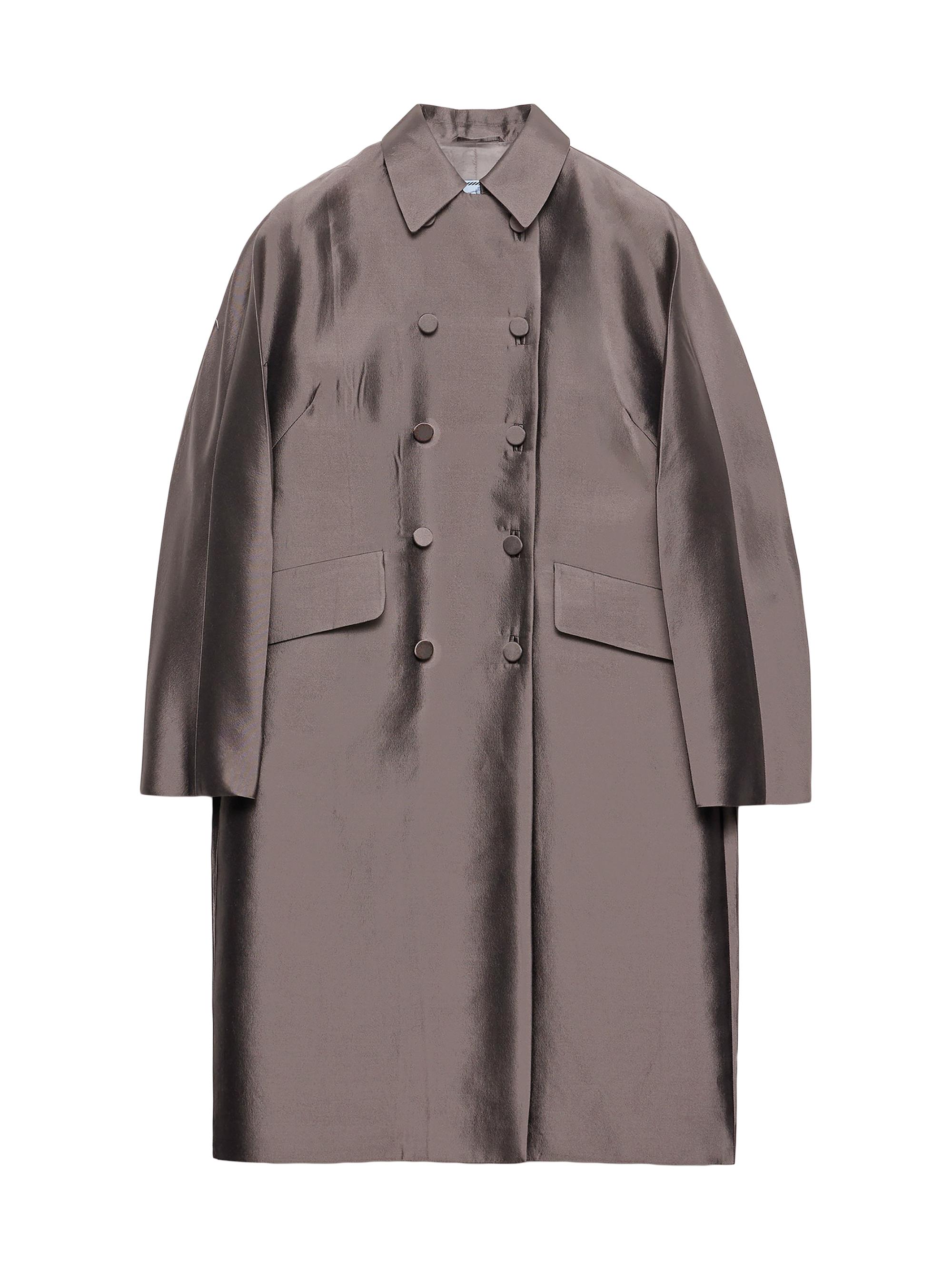 Prada Women's Double-Breasted Wool and Silk Coat - Grey