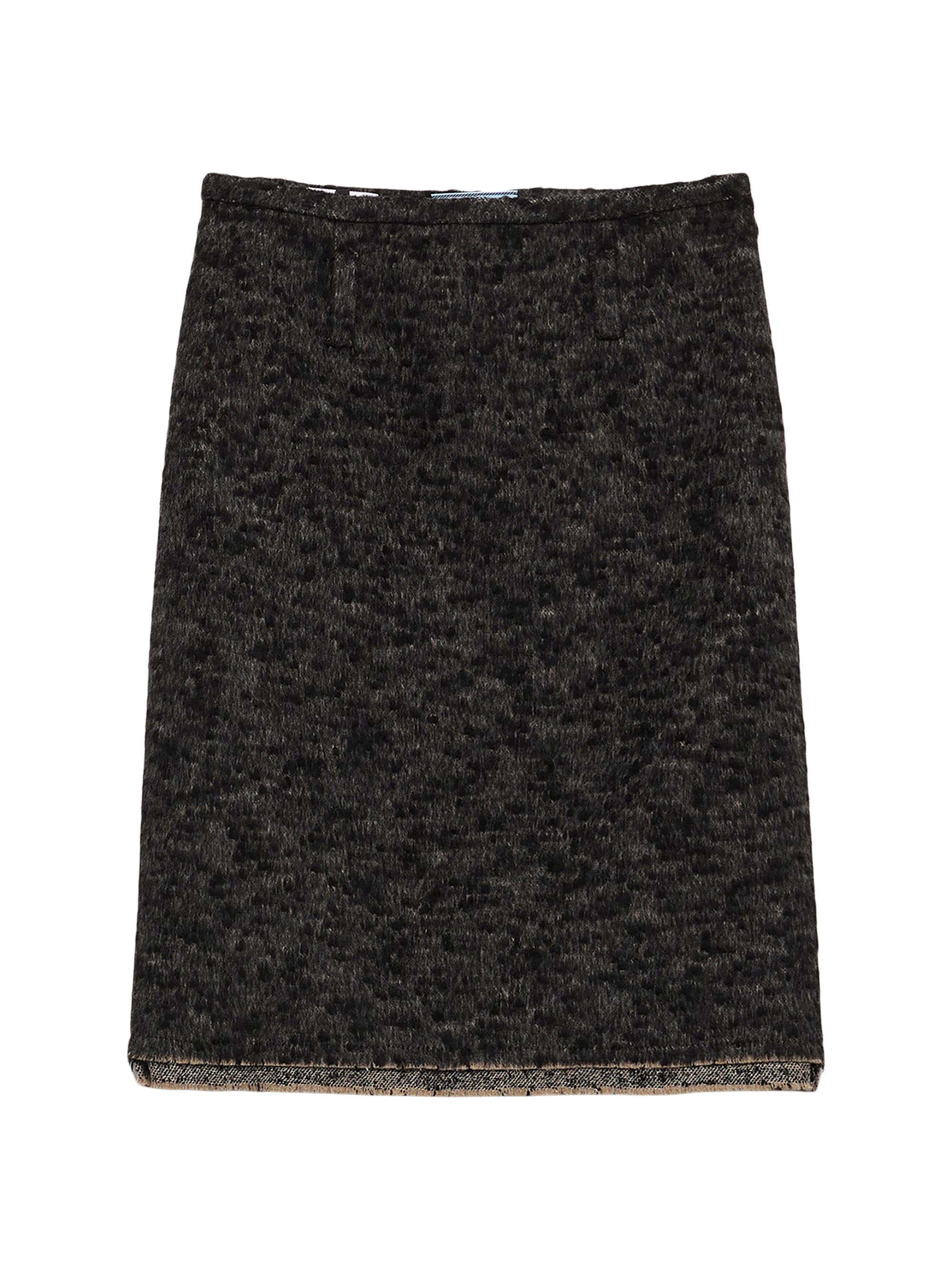 Prada Women's Double Tweed Midi-Skirt - Grey
