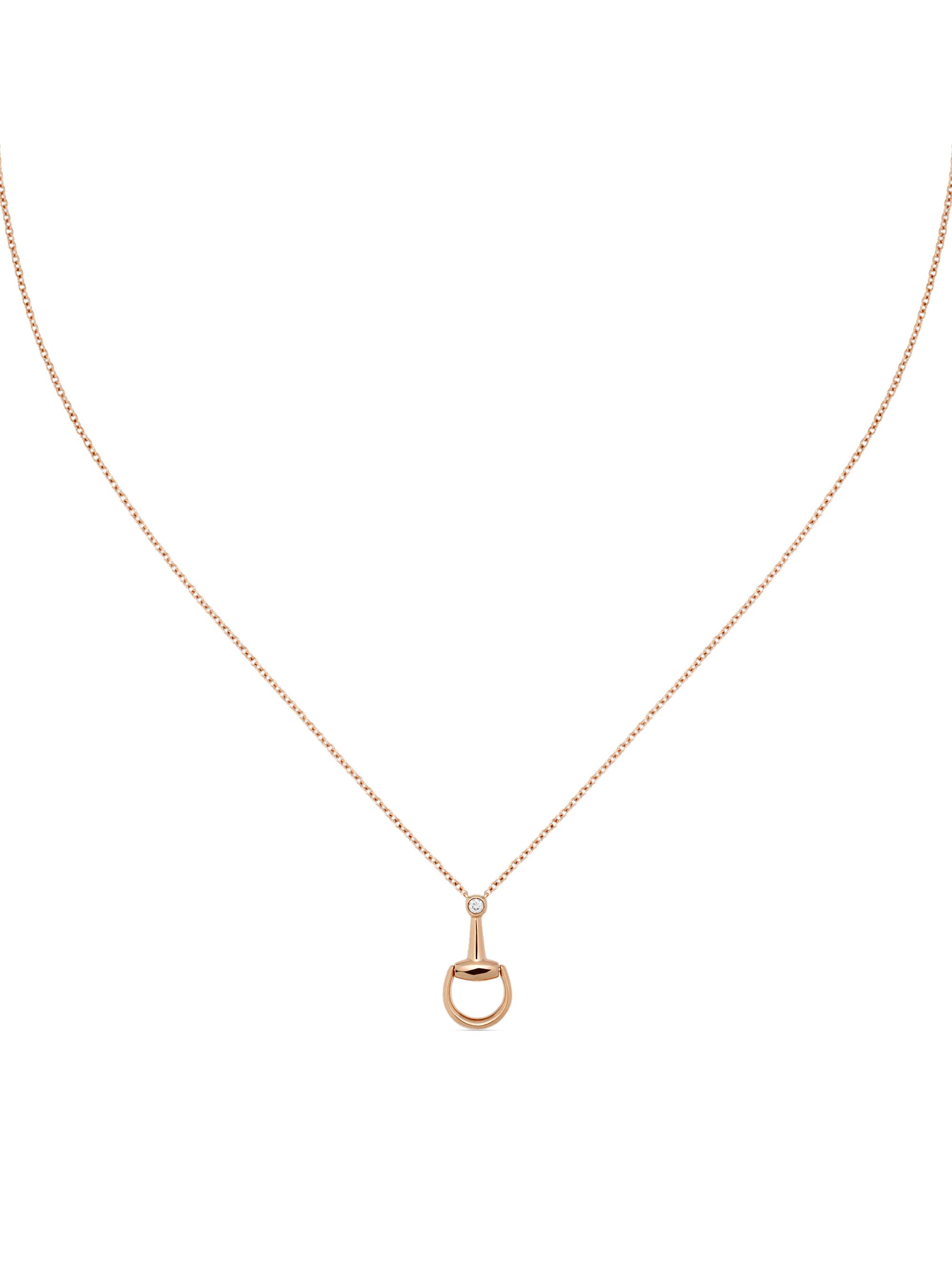 Gucci Women's 18K Rose Gold & 0.03 TCW Diamond Horsebit Pendant Necklace - Gold