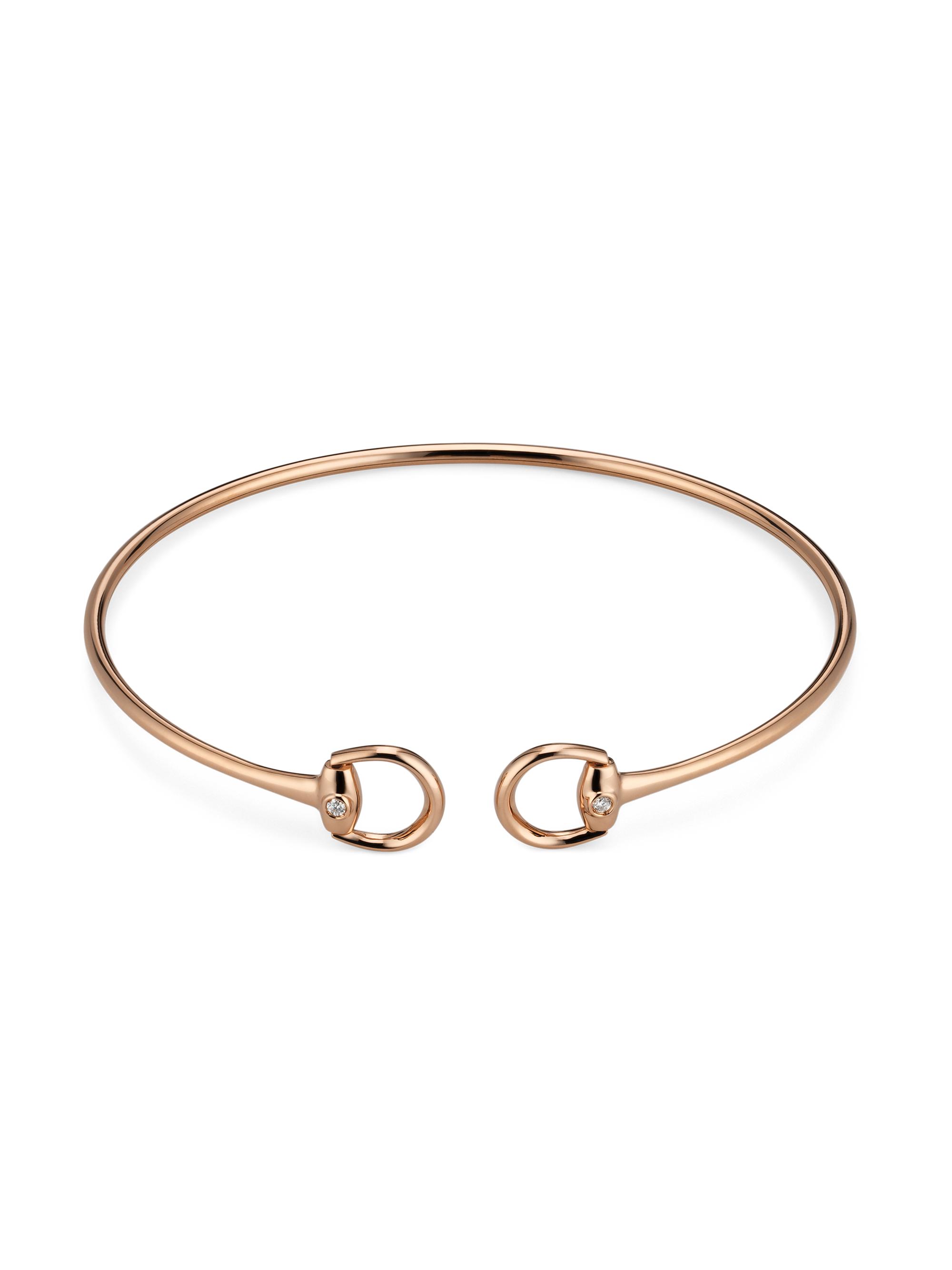 Gucci Women's 0.024 TCW Diamond & Rosegold Horsebit Bangle Bracelet - Gold