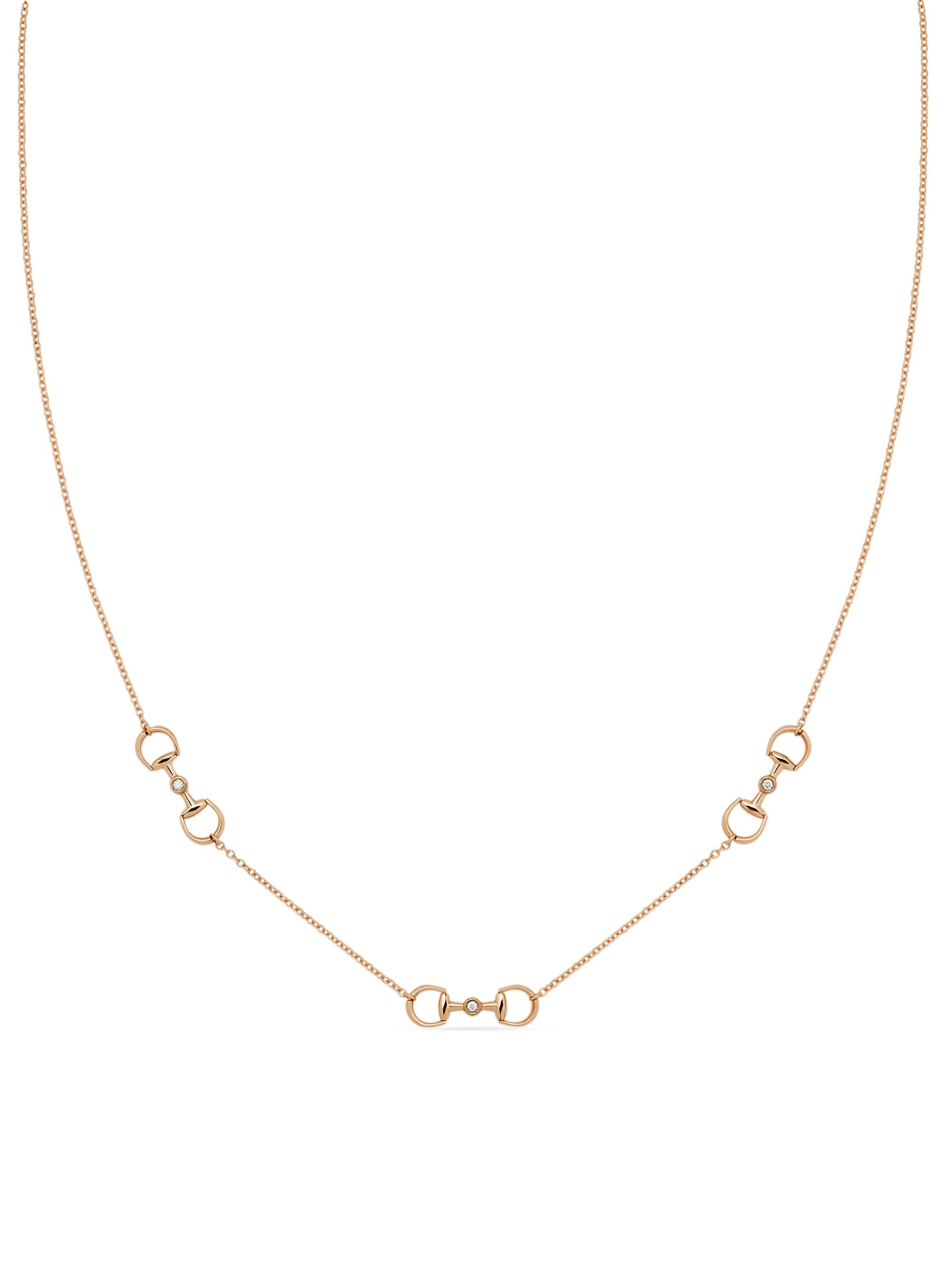 Gucci Women's 18K Rose Gold & 0.03 TCW Diamond Horsebit Charm Necklace - Gold