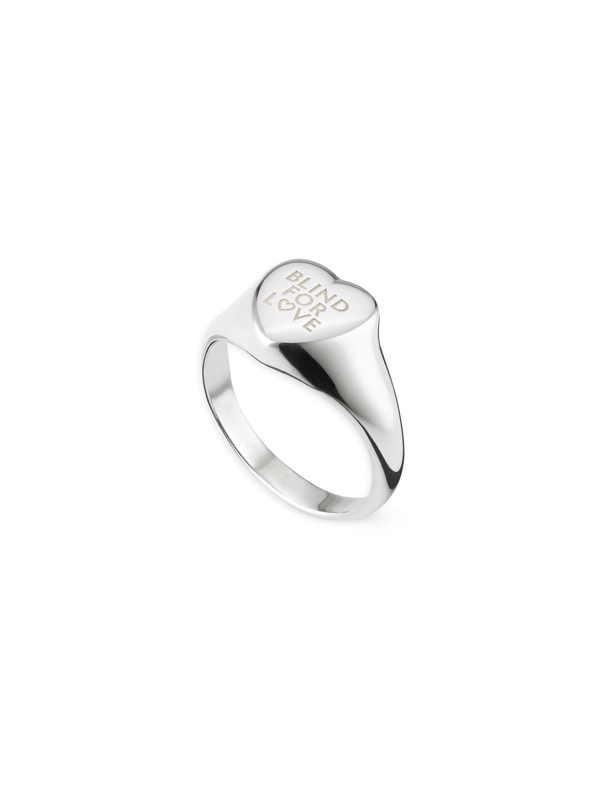 Gucci Women's Blind For Love Sterling Silver Heart Signet Ring - Silver