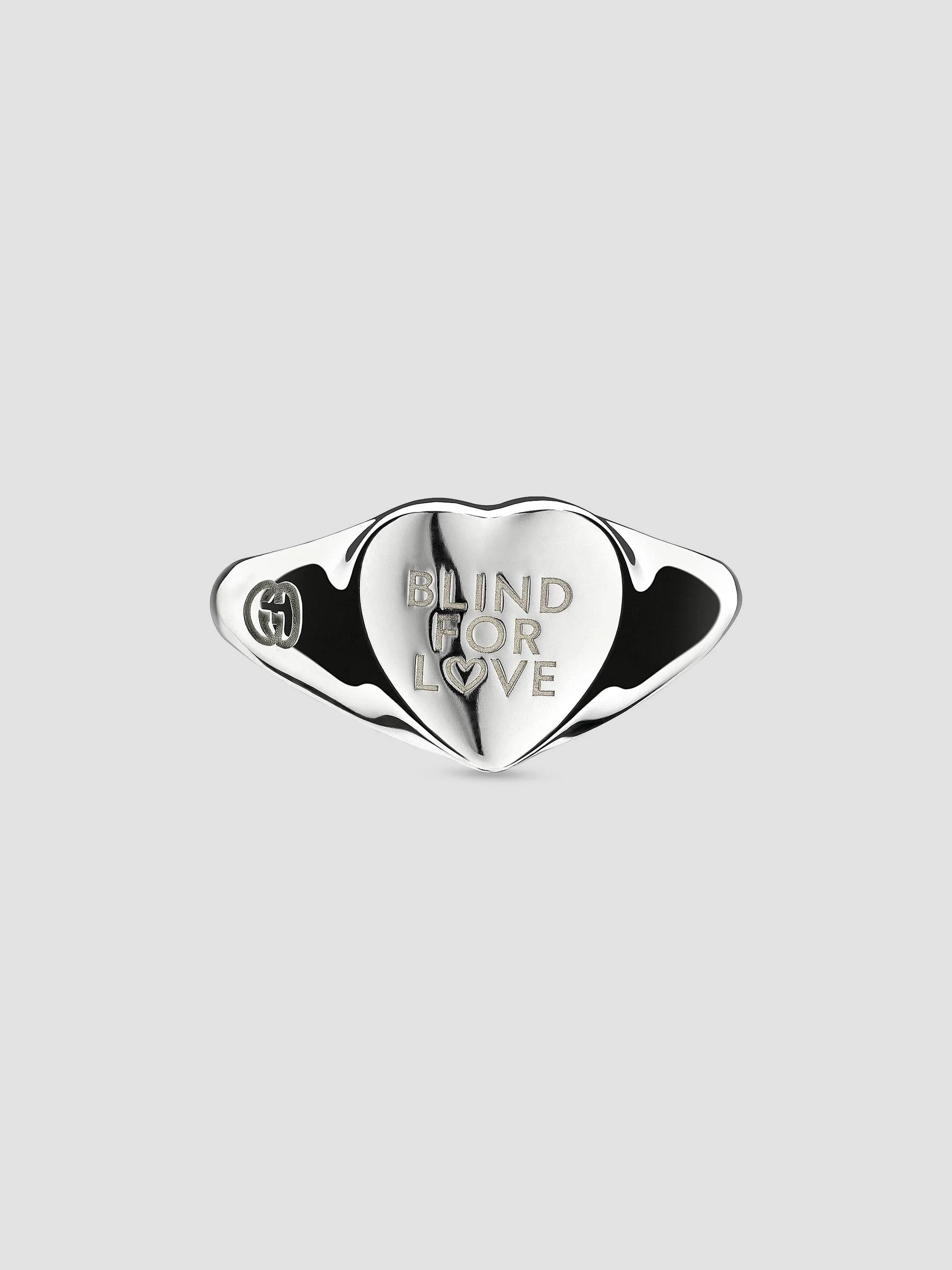 Gucci Blind For Love Sterling Silver Heart Signet Ring | Saks