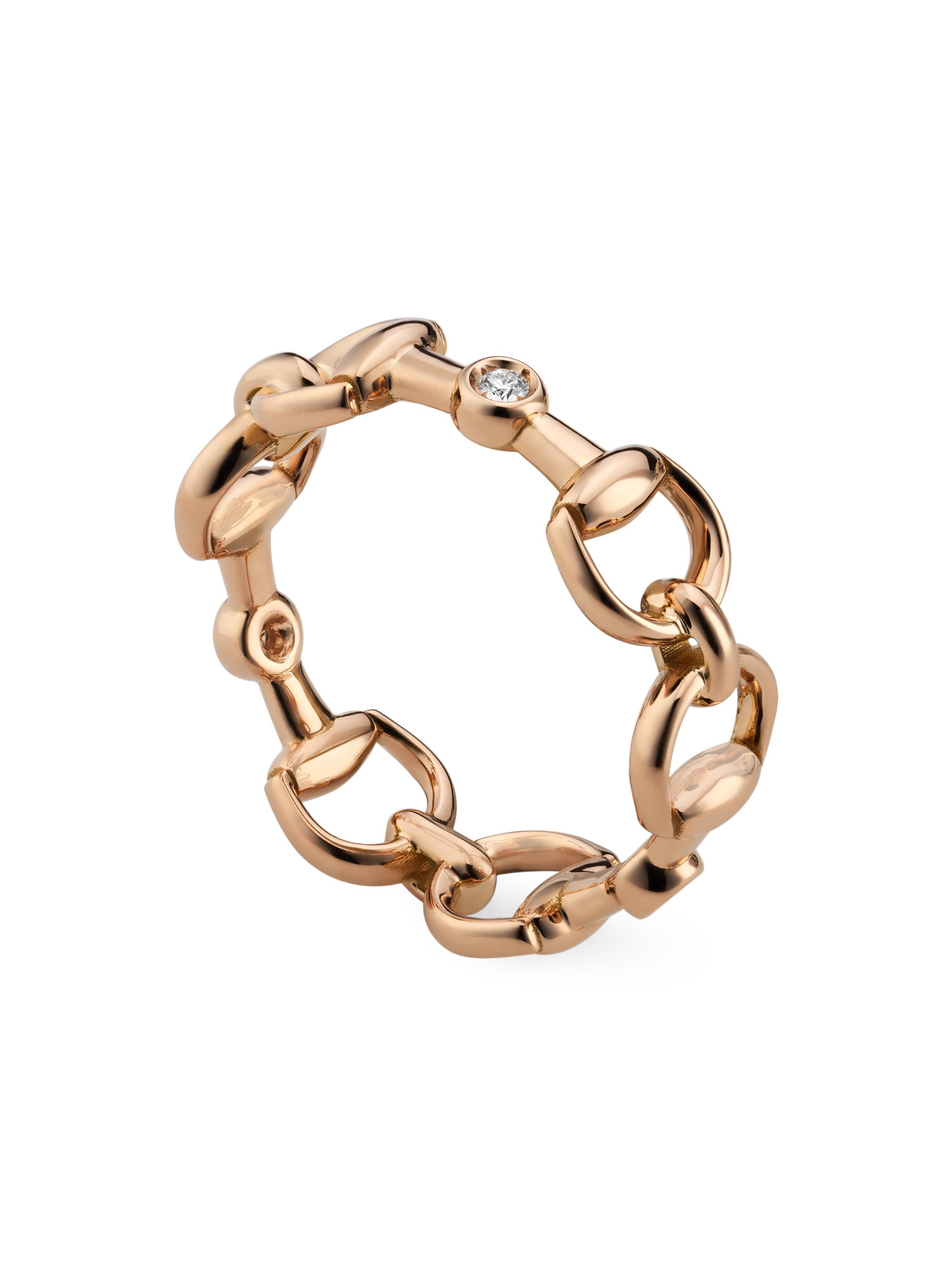 Gucci Women's 18K Rose Gold & 0.03 TCW Diamond Horsebit Ring - Gold