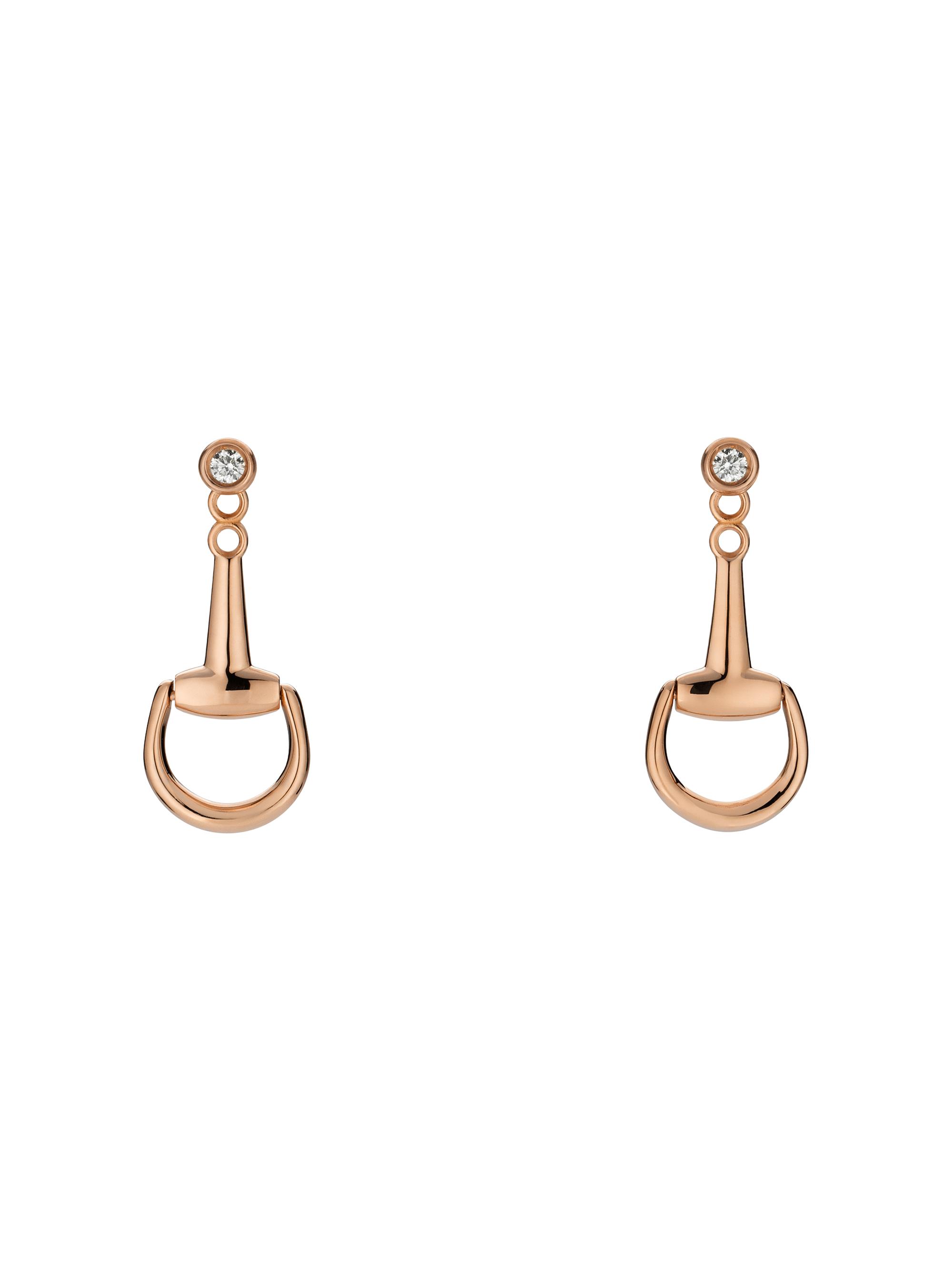 Gucci Women's 18K Rose Gold & 0.05 TCW Diamond Horsebit Ear Jackets - Gold