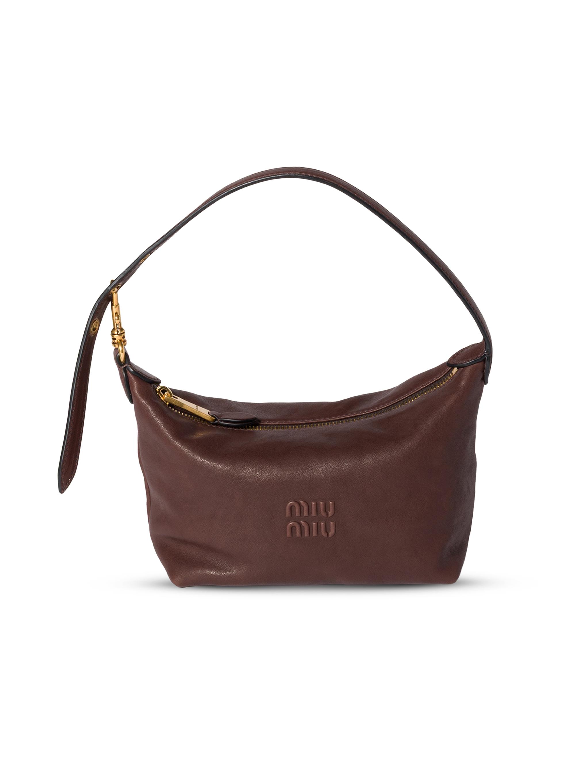 Miu Miu Women's Nappa Leather Top Handle Bag - Dark Brown
