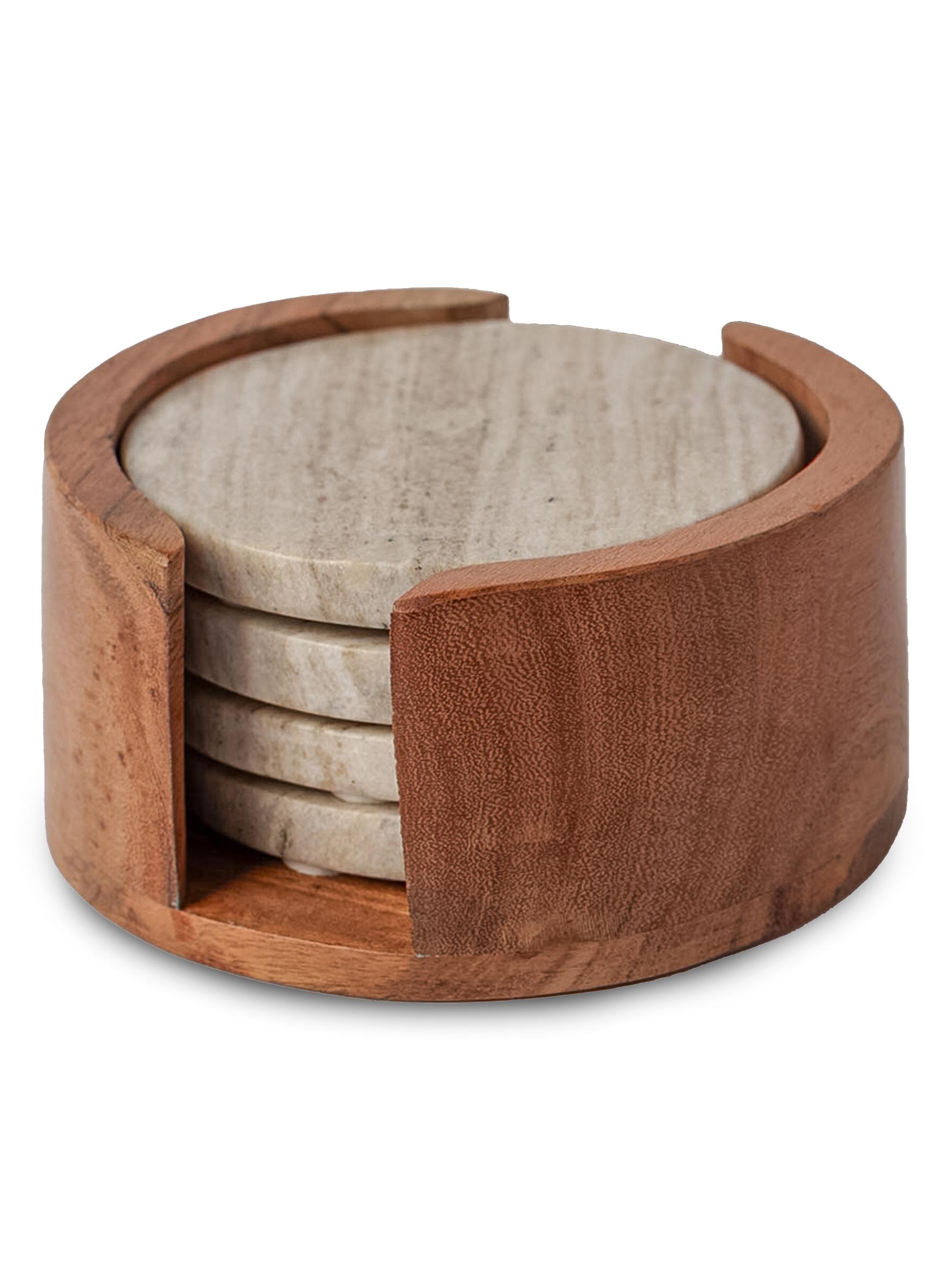 Verve Culture Round Marble Coasters Set of 4 - Grey