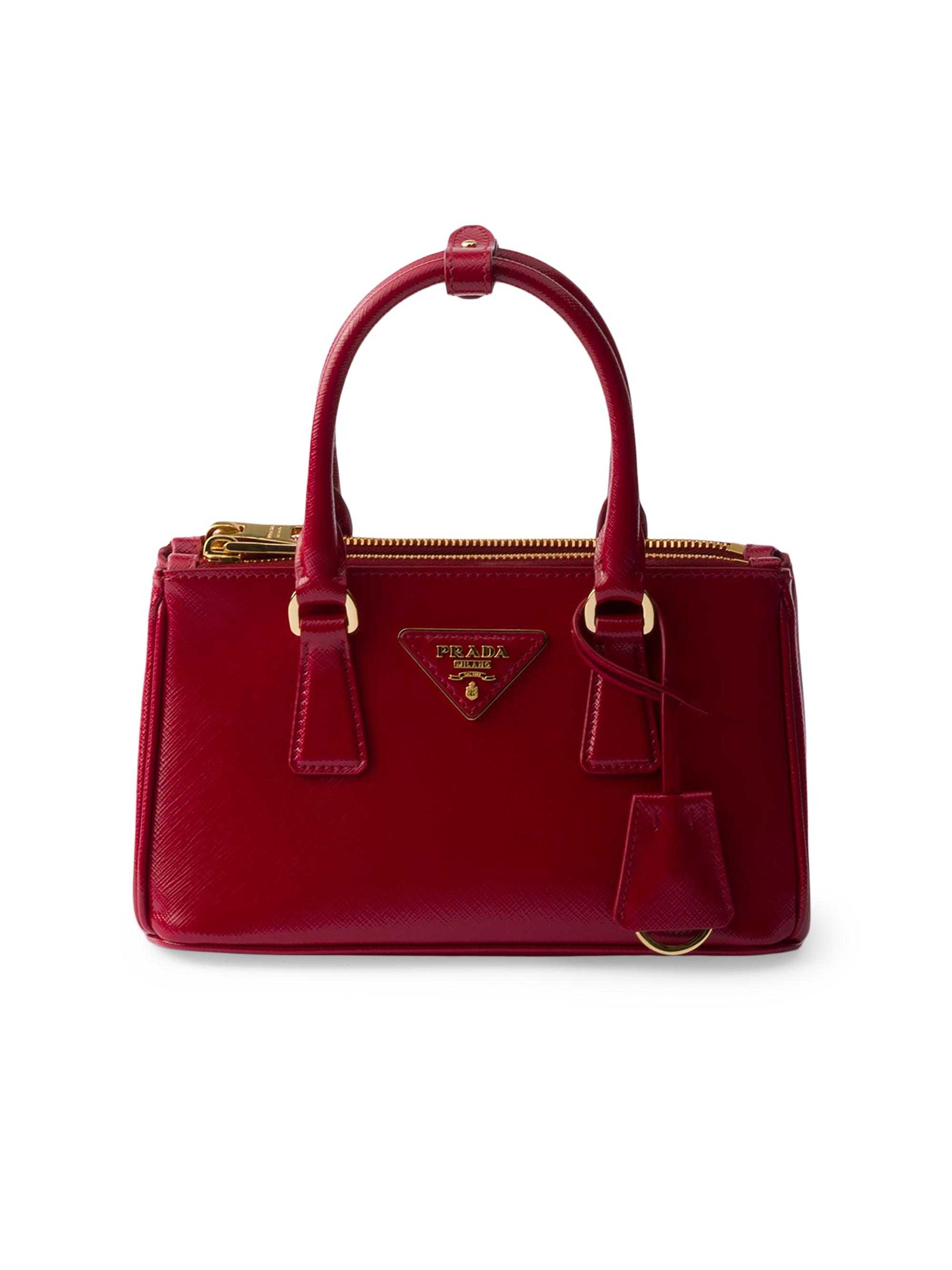 Prada Women's Galleria Patent Saffiano Leather Mini Top Handle Bag - Red