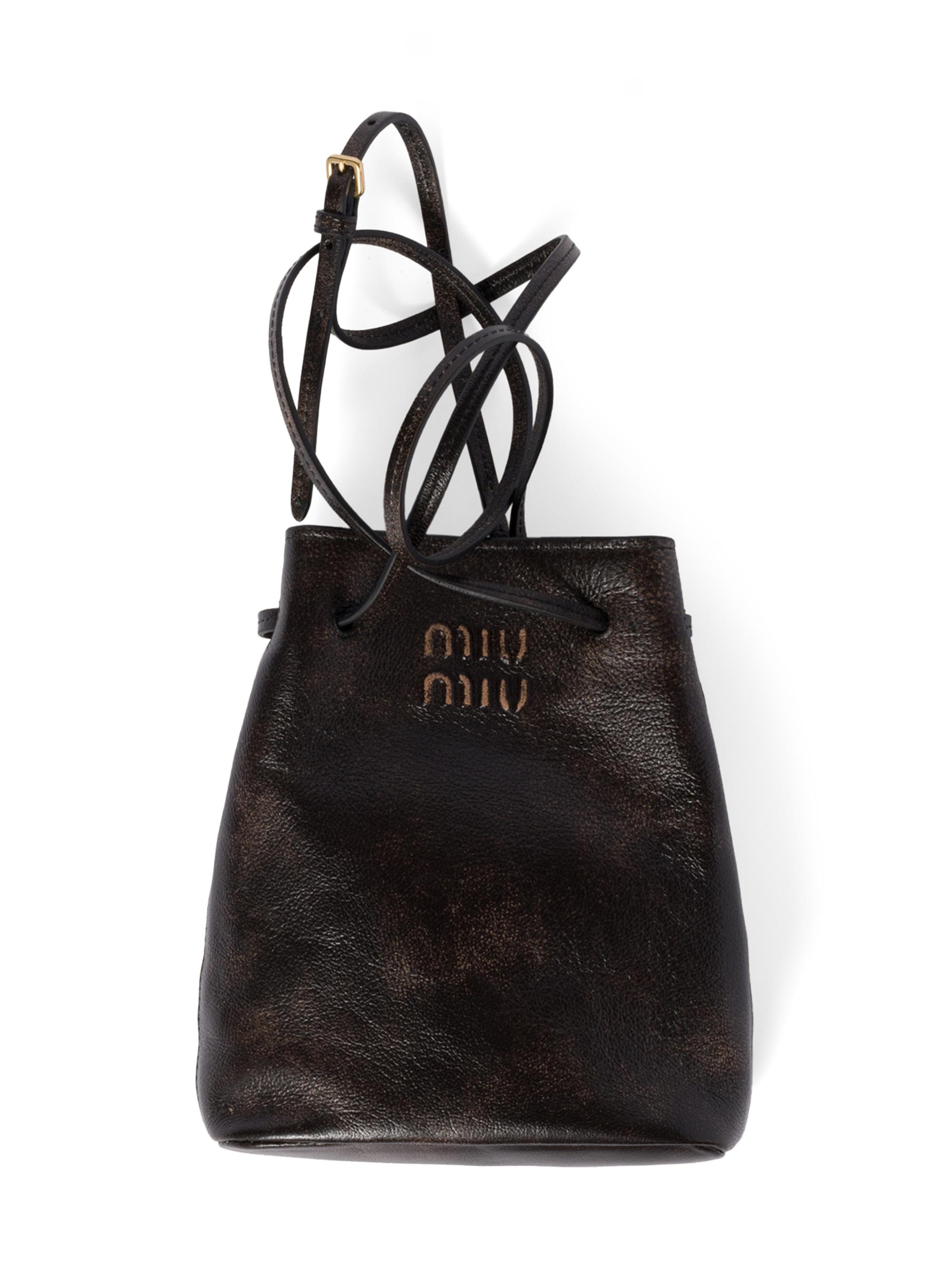 ミュウミュウ　Nappa leather pouch ブラック Miu Miu Matelassé Nappa Leather Pouch | Saks Fifth Avenue