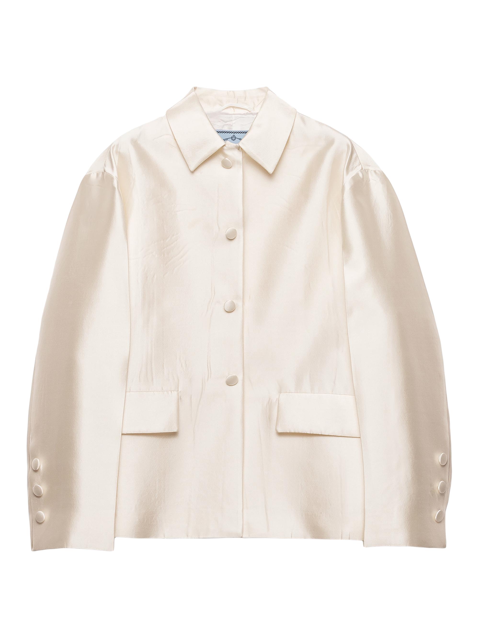 Prada Women's Single Breasted Silk and Wool Jacket - White