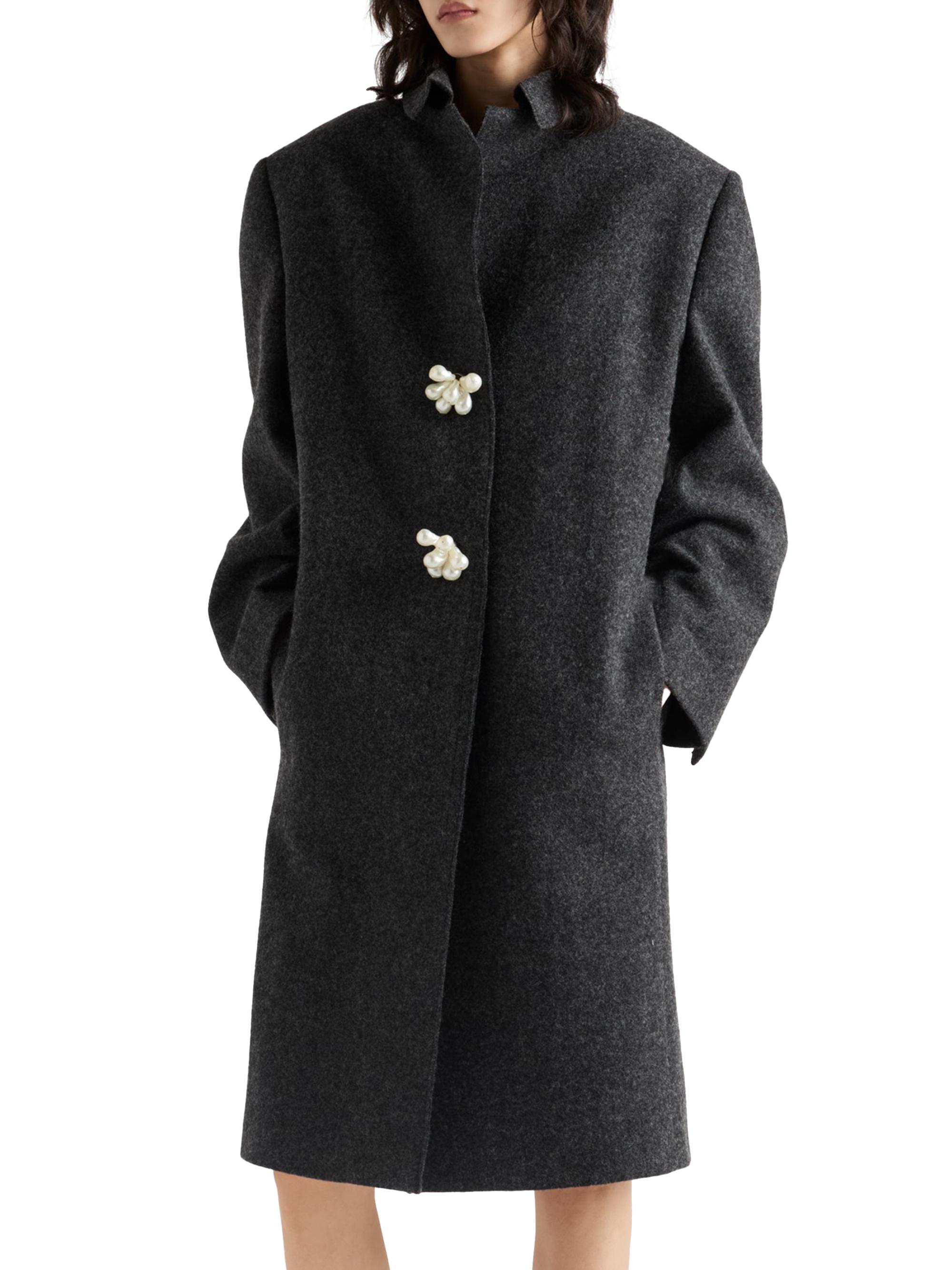 Prada Shetland Wool Coat with Jewel Buttons | Saks Fifth Avenue