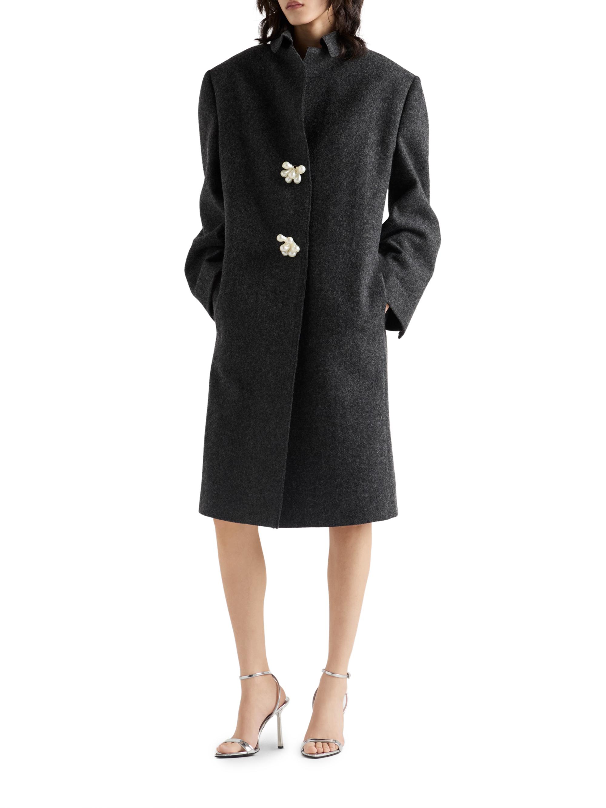 Prada Shetland Wool Coat with Jewel Buttons | Saks Fifth Avenue
