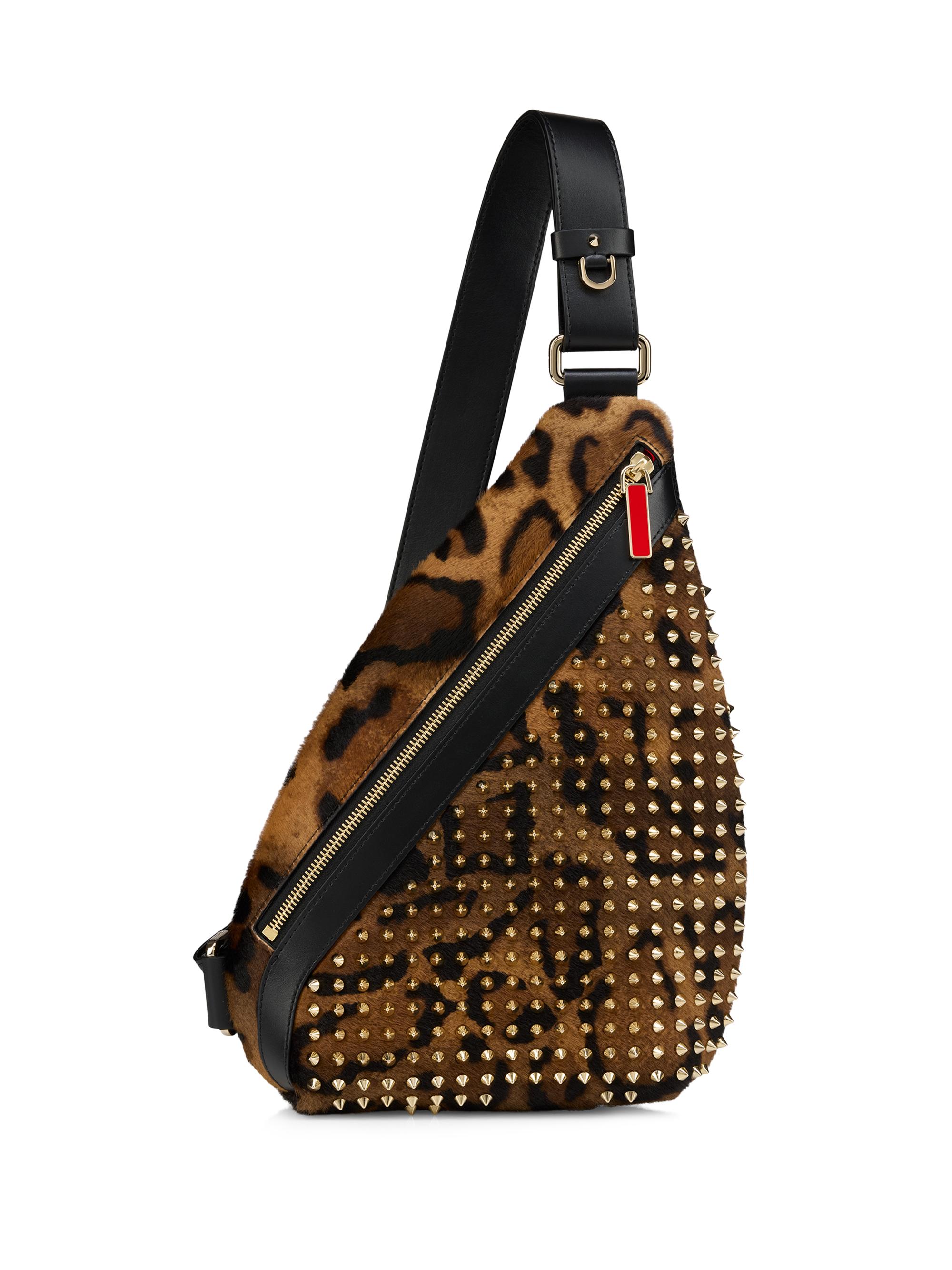 Christian Louboutin Men's Funky Hairy Calf Leather Sling Bag - Brown