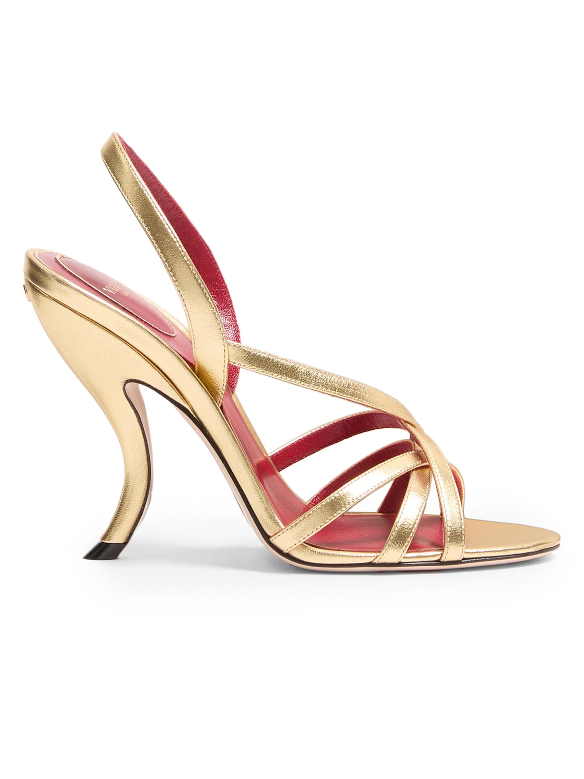 Valentino Garavani Women's Fetishique 105MM Sandals in Laminated Nappa - Antique Brass
