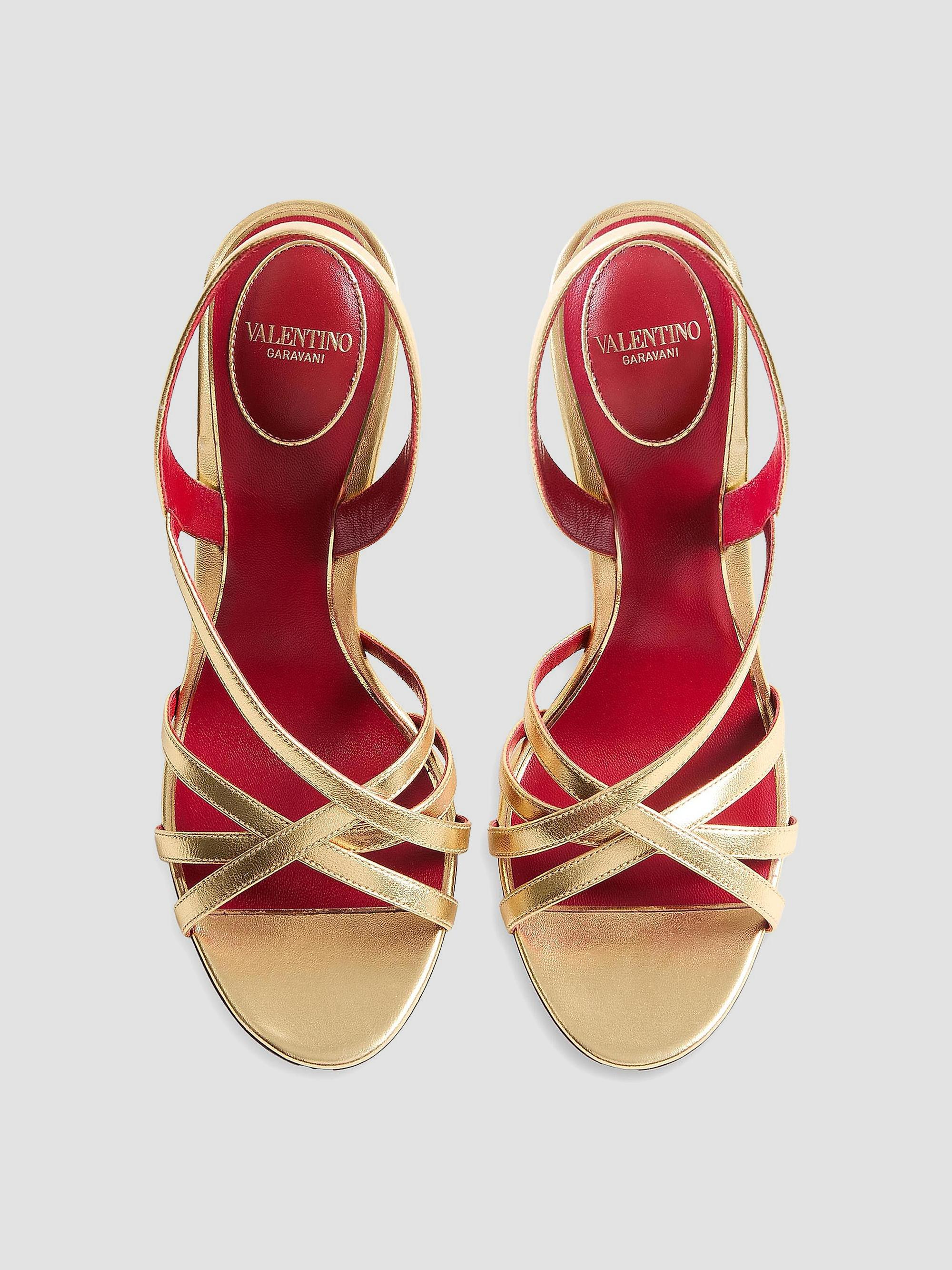 Valentino Garavani Fetishique 105MM Sandals in Laminated Nappa