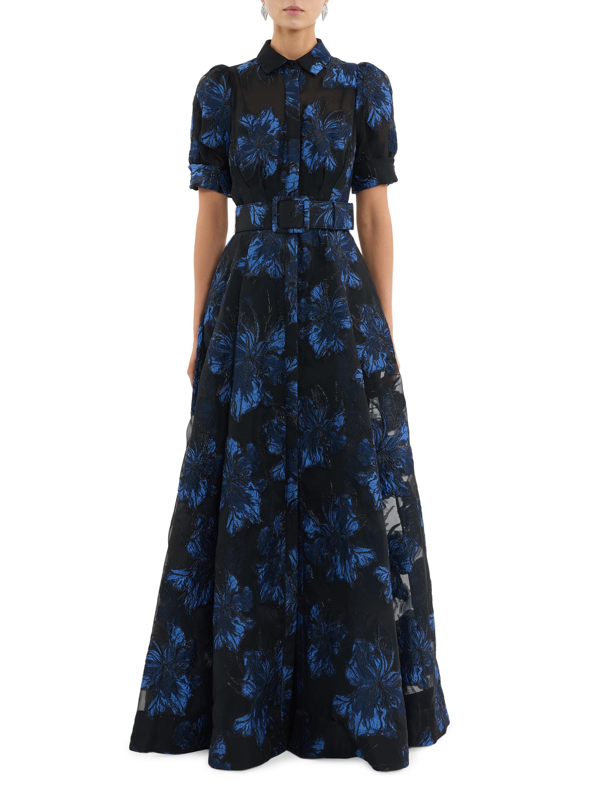 Rebecca Vallance Women's Alexandra Floral Brocade Shirt Gown - Navy