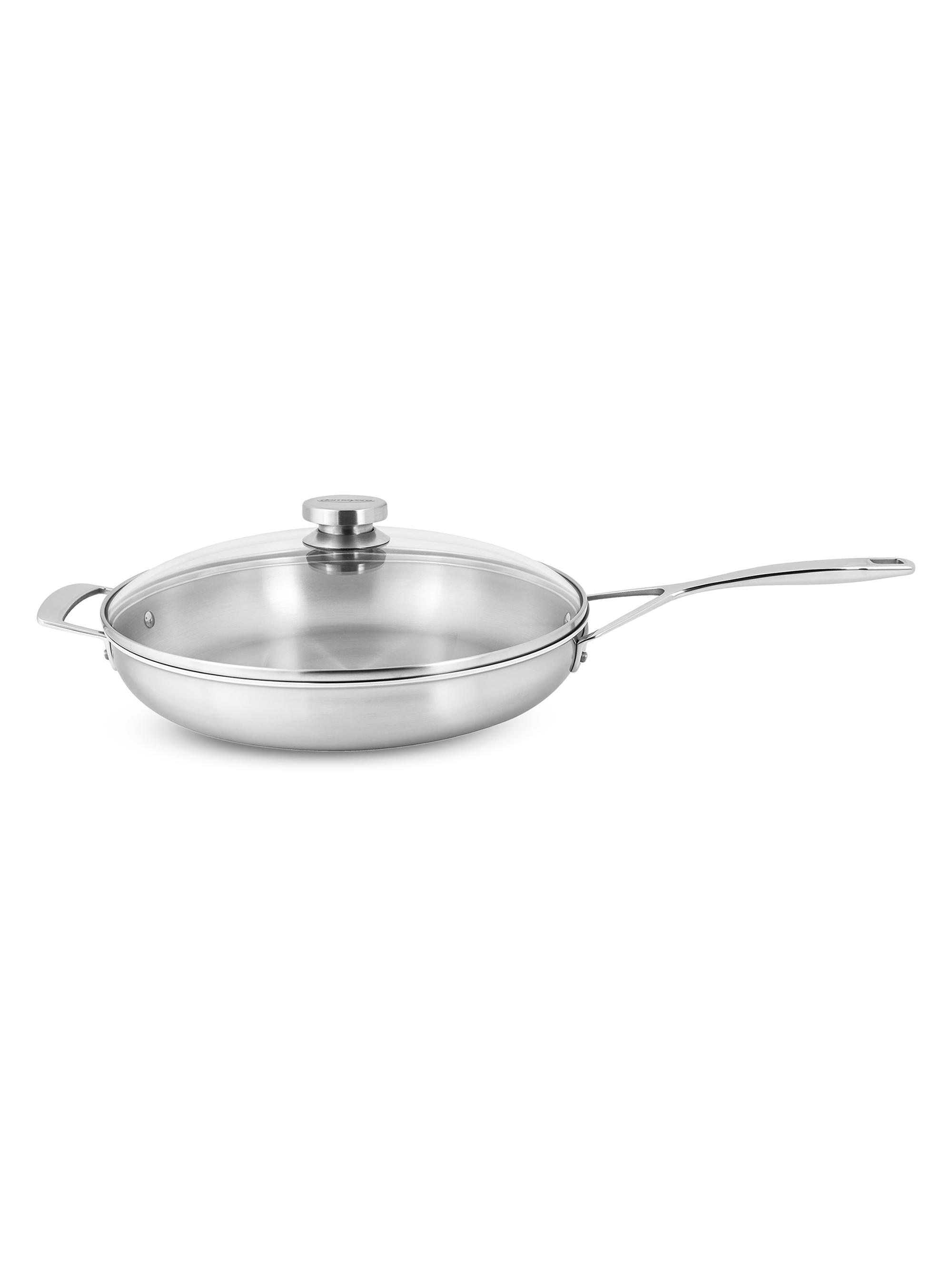 Demeyere Essential 5 Ply 12.5''Stainless Steel Fry Pan with Lid - Stainless Steel