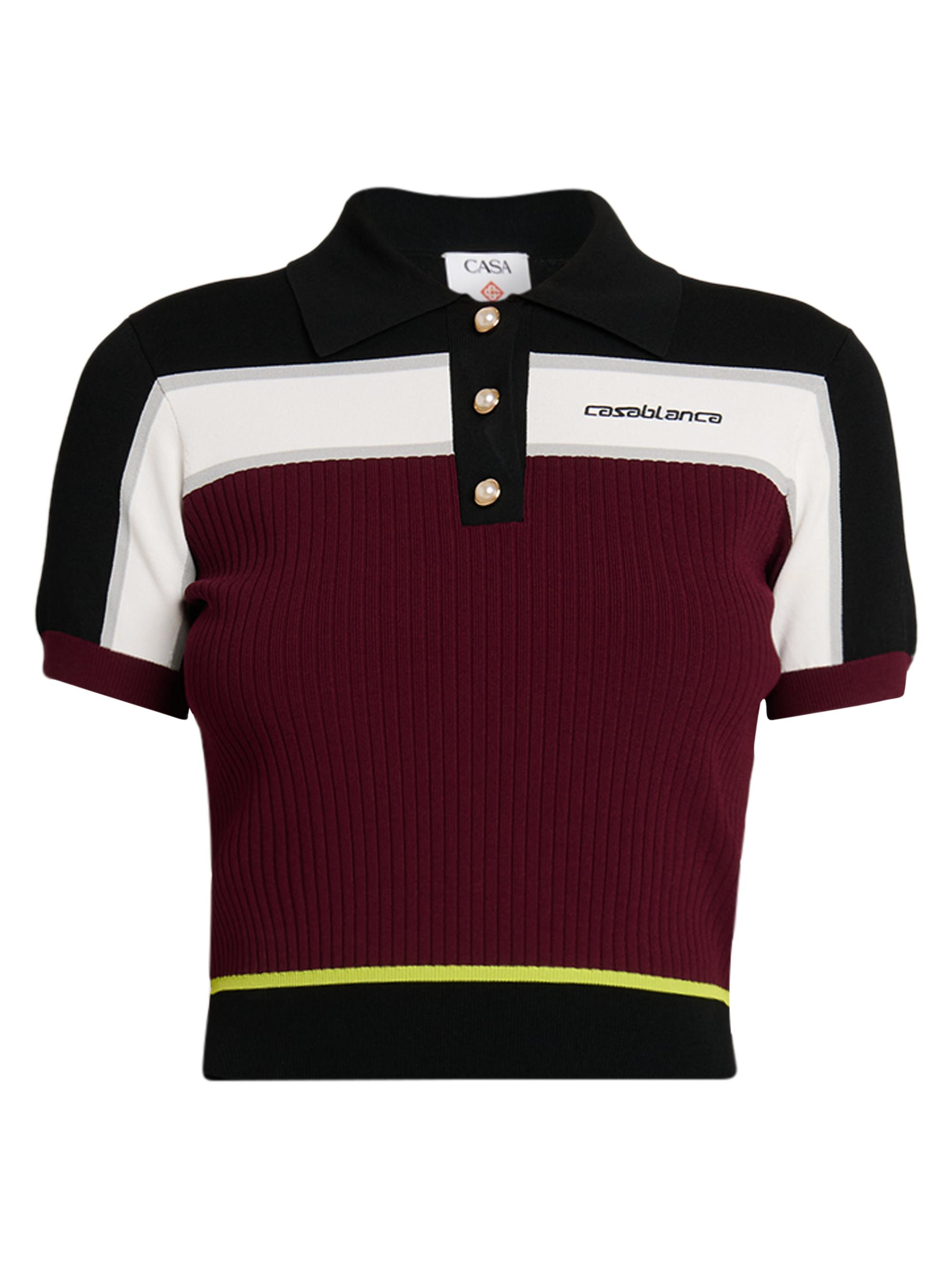 Casablanca Women's Striped Polo Shirt - Burgundy