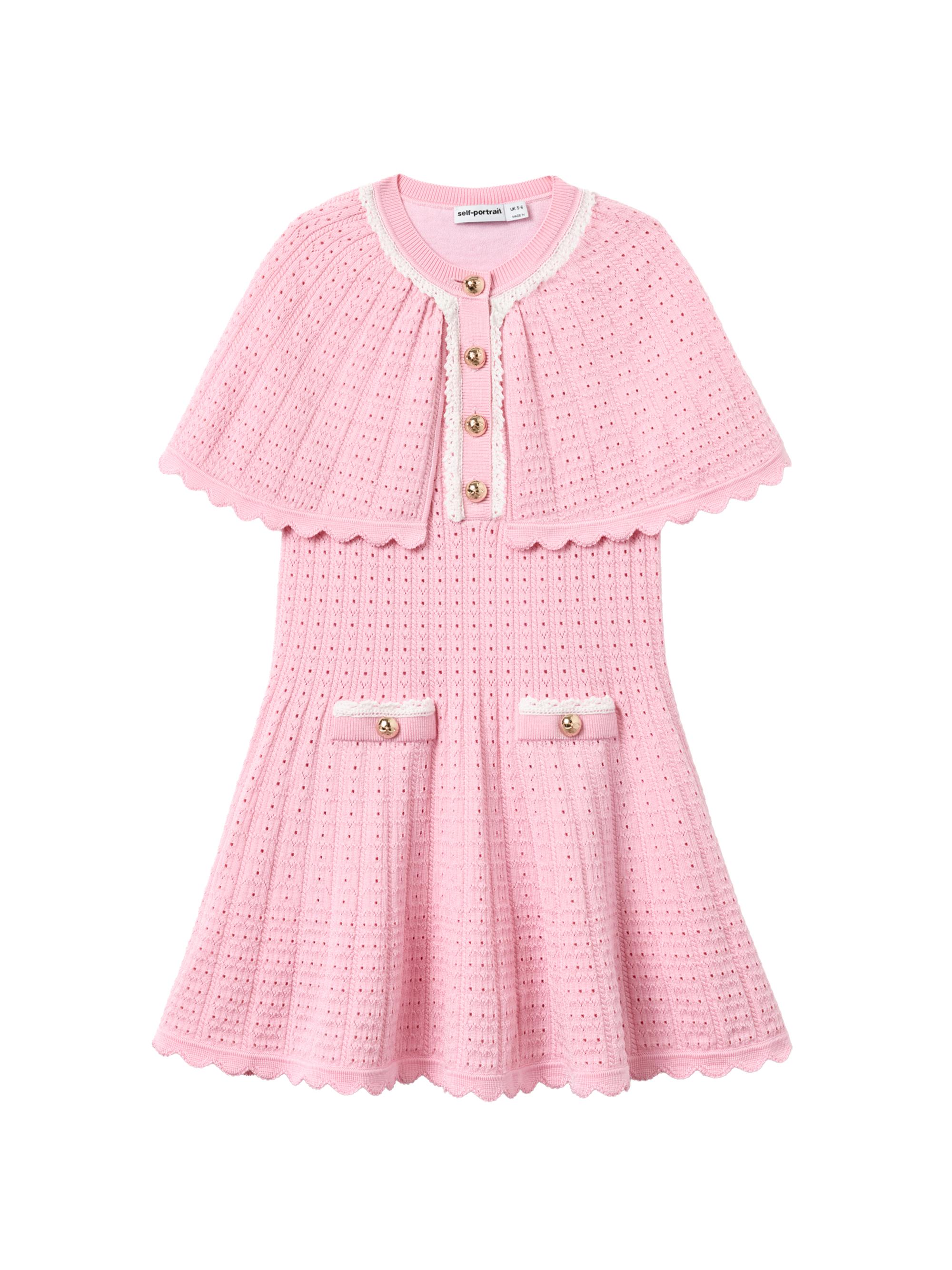 Self-Portrait Little Girl's & Girl's Pointelle-Knit Cape Dress - Pink