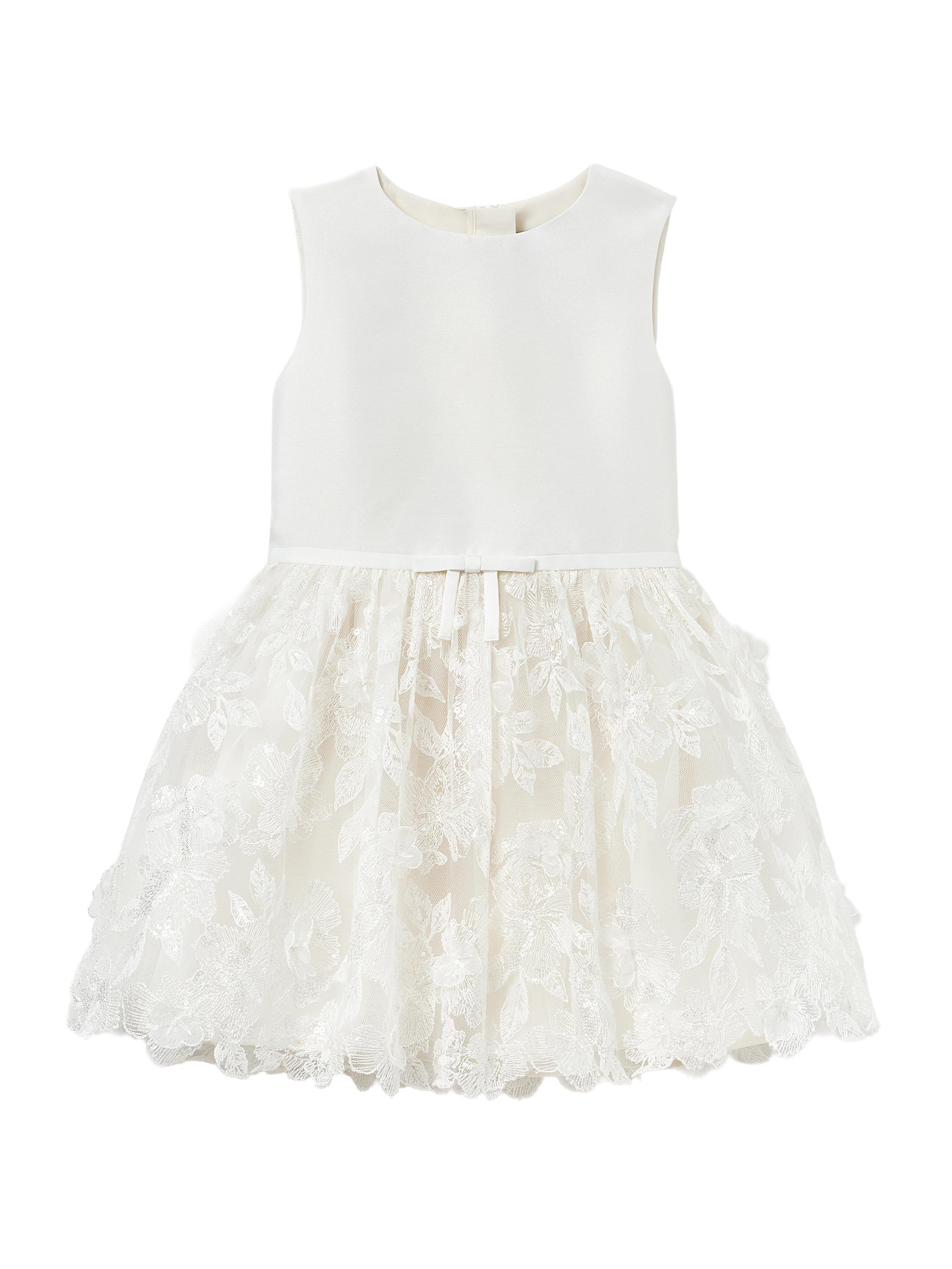 Self-Portrait Little Girl's & Girl's Satin Tulle Flower Dress - Cream
