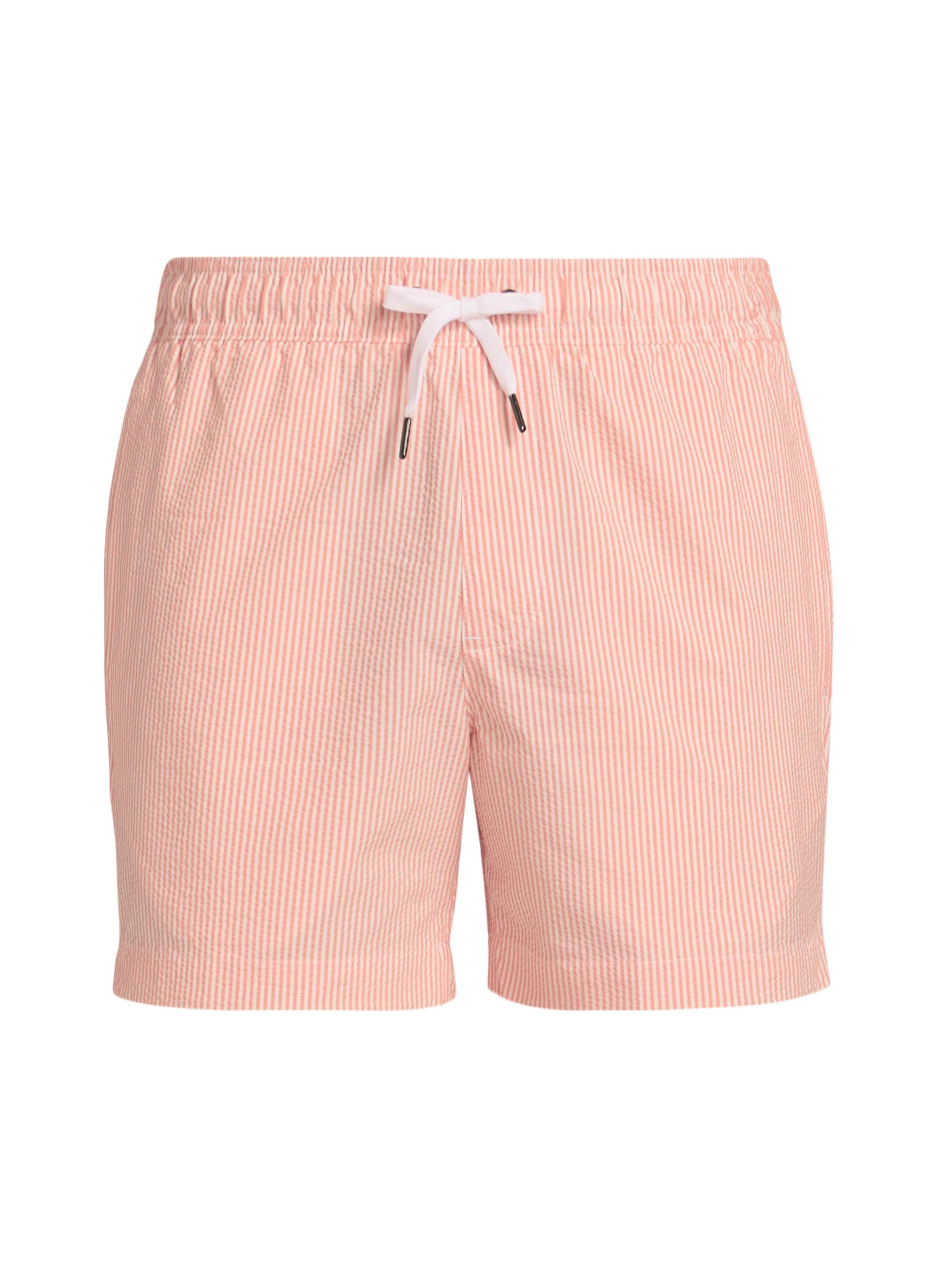 Saks Fifth Avenue Men's Seersucker Drawstring Swim Shorts - Salmon